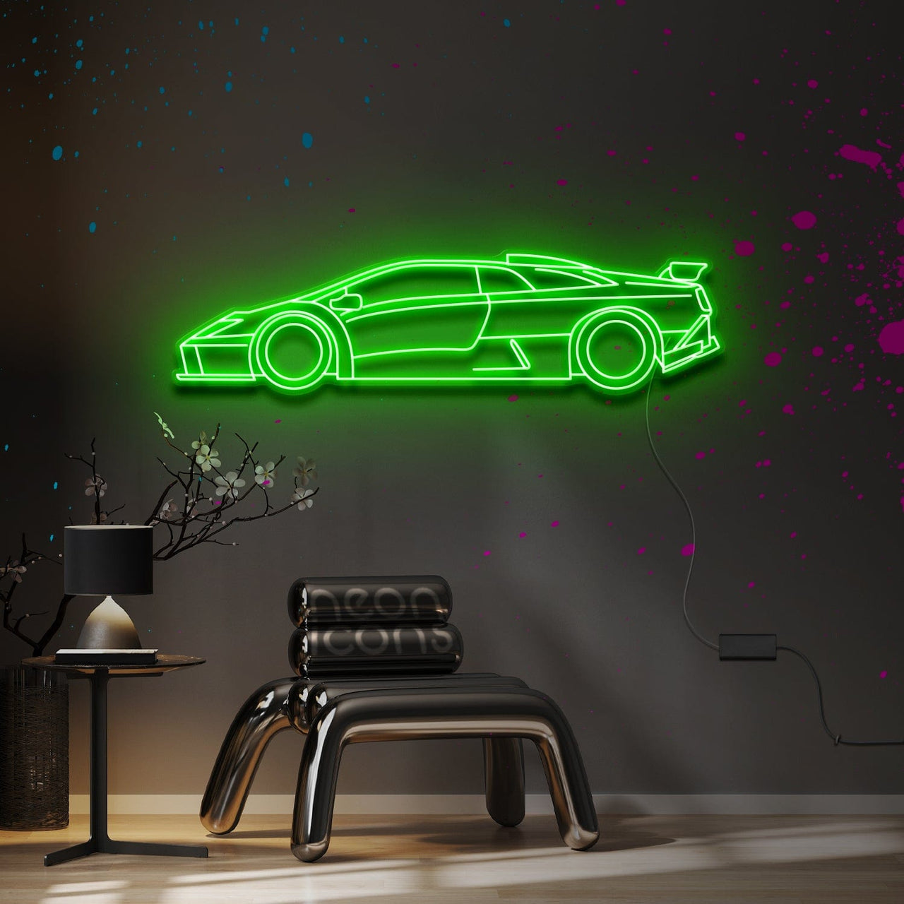 "Lamborghini Diablo GTR" Neon Sign 4ft x 1.1ft / Green / LED Neon by Neon Icons