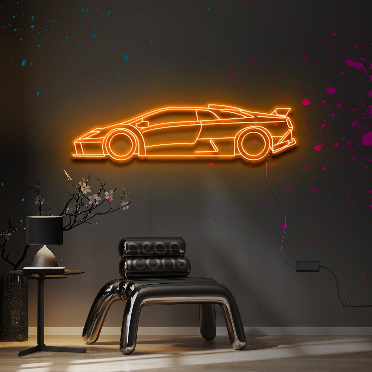 "Lamborghini Diablo GTR" Neon Sign 4ft x 1.1ft / Orange / LED Neon by Neon Icons