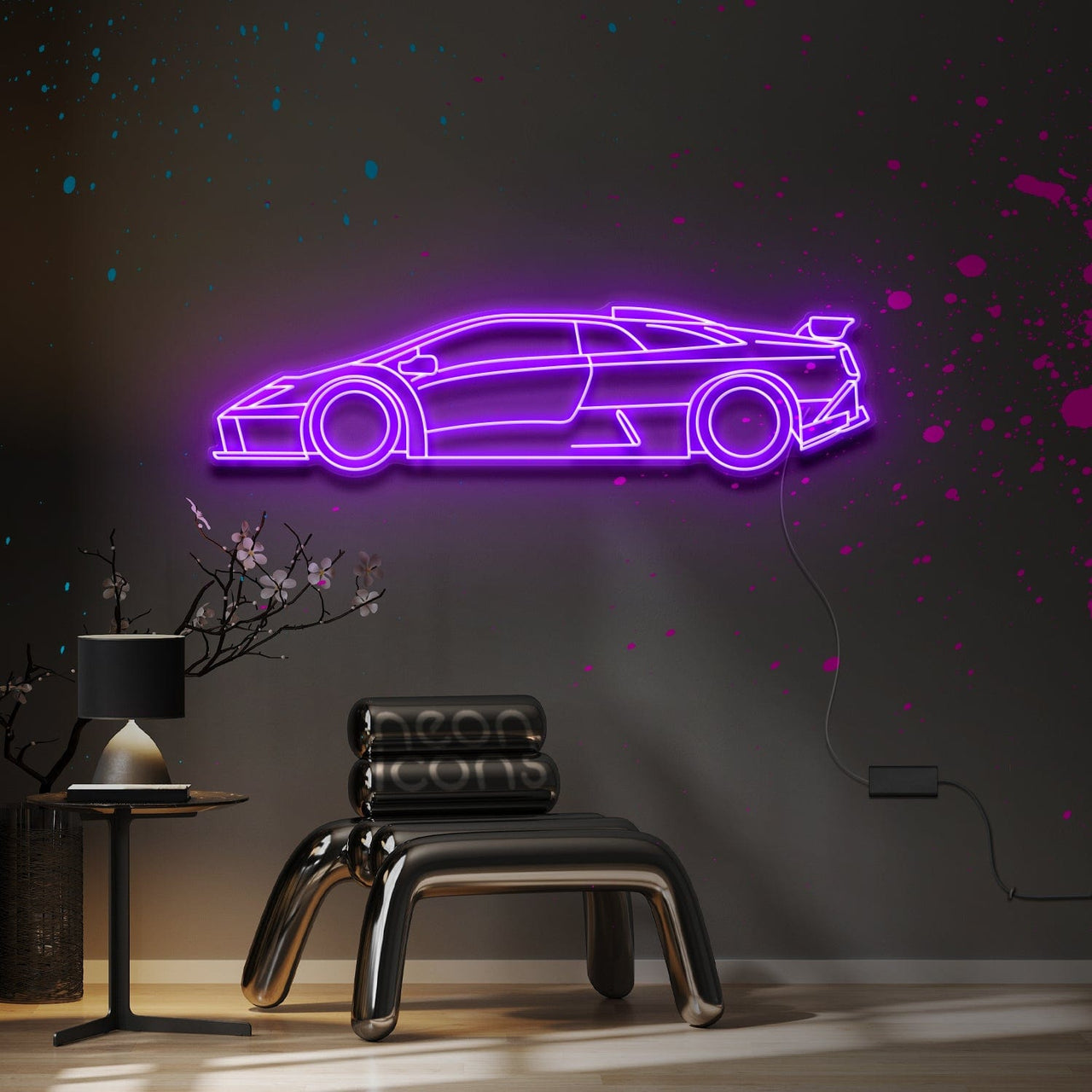 "Lamborghini Diablo GTR" Neon Sign 4ft x 1.1ft / Purple / LED Neon by Neon Icons