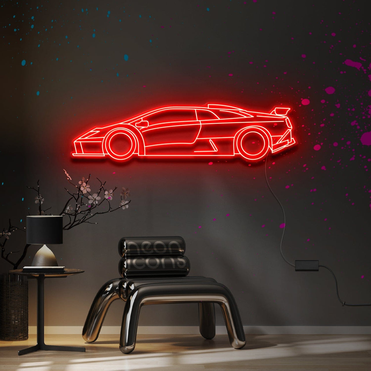 "Lamborghini Diablo GTR" Neon Sign 4ft x 1.1ft / Red / LED Neon by Neon Icons