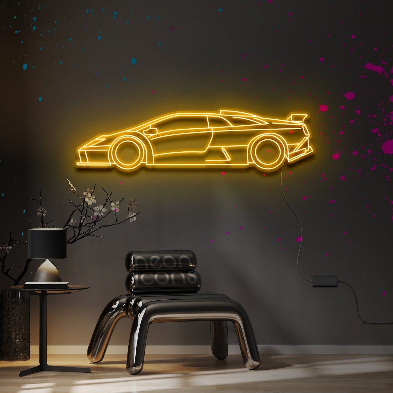"Lamborghini Diablo GTR" Neon Sign 4ft x 1.1ft / Yellow / LED Neon by Neon Icons