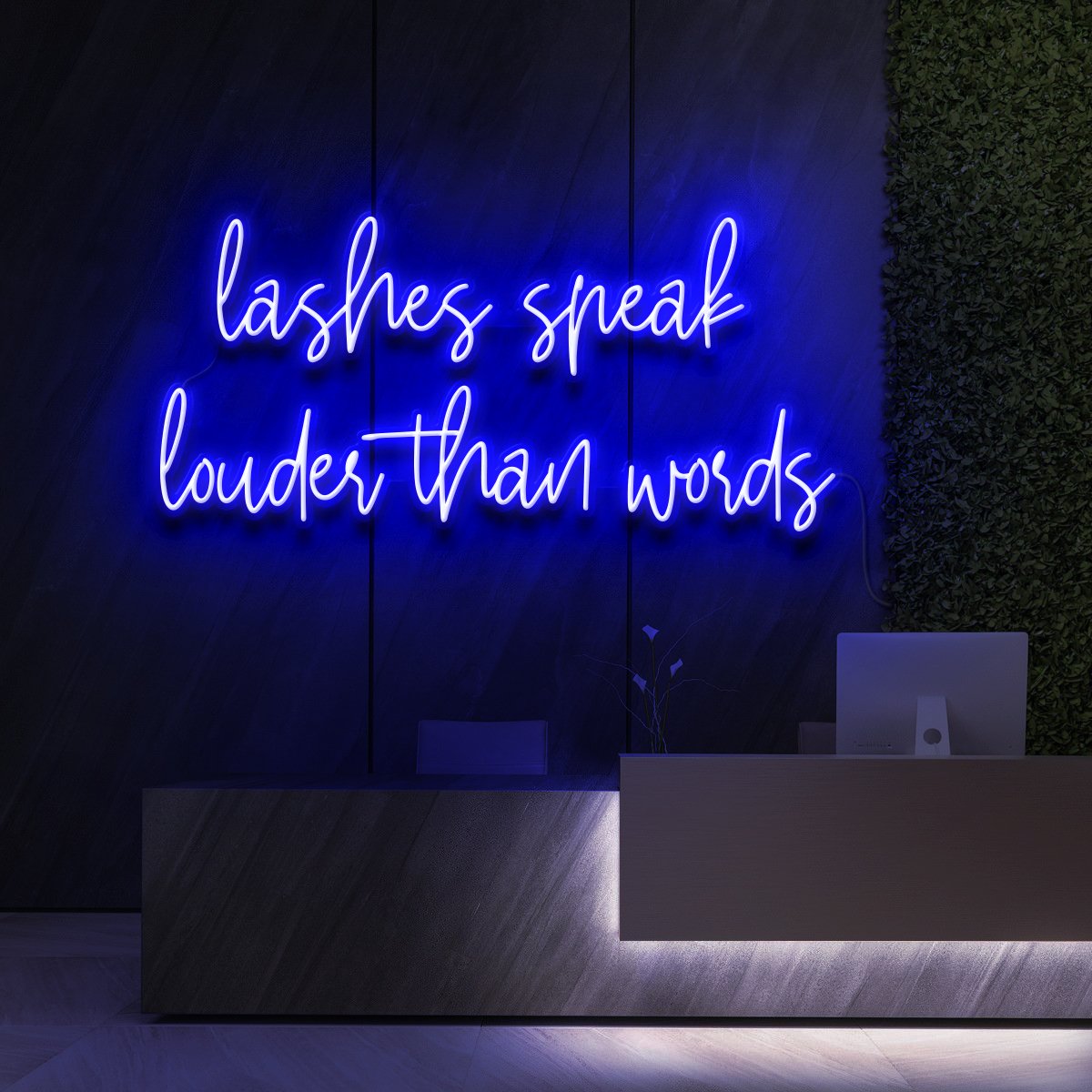 "Lashes Speak Louder Than Words" Neon Sign for Beauty & Cosmetic Studios 90cm (3ft) / Blue / LED Neon by Neon Icons