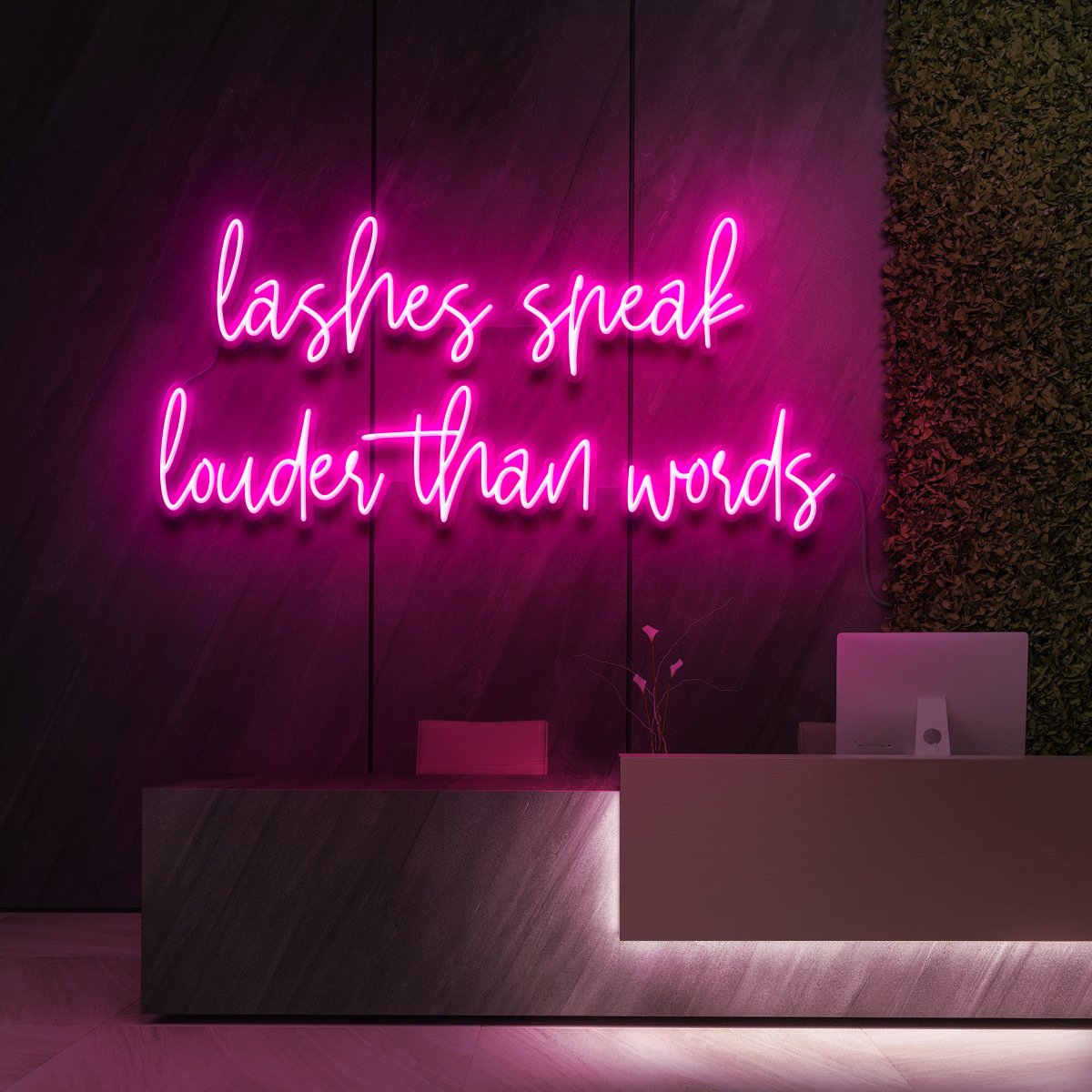 "Lashes Speak Louder Than Words" Neon Sign for Beauty & Cosmetic Studios 90cm (3ft) / Pink / LED Neon by Neon Icons
