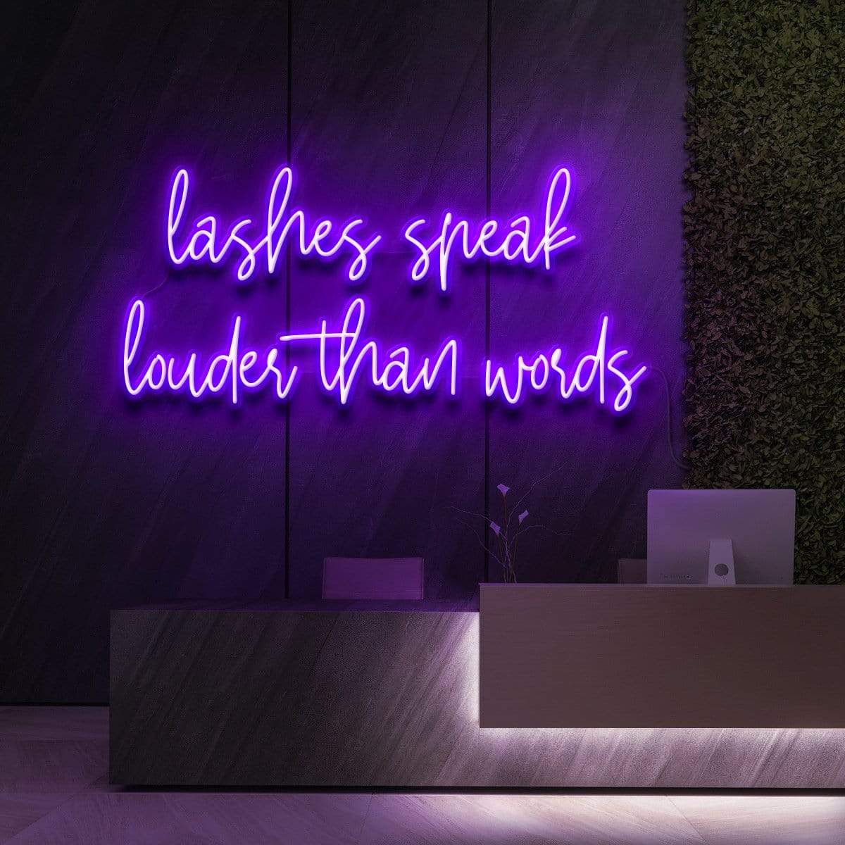 "Lashes Speak Louder Than Words" Neon Sign for Beauty & Cosmetic Studios 90cm (3ft) / Purple / LED Neon by Neon Icons