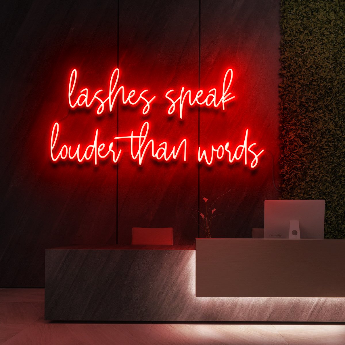 "Lashes Speak Louder Than Words" Neon Sign for Beauty & Cosmetic Studios 90cm (3ft) / Red / LED Neon by Neon Icons