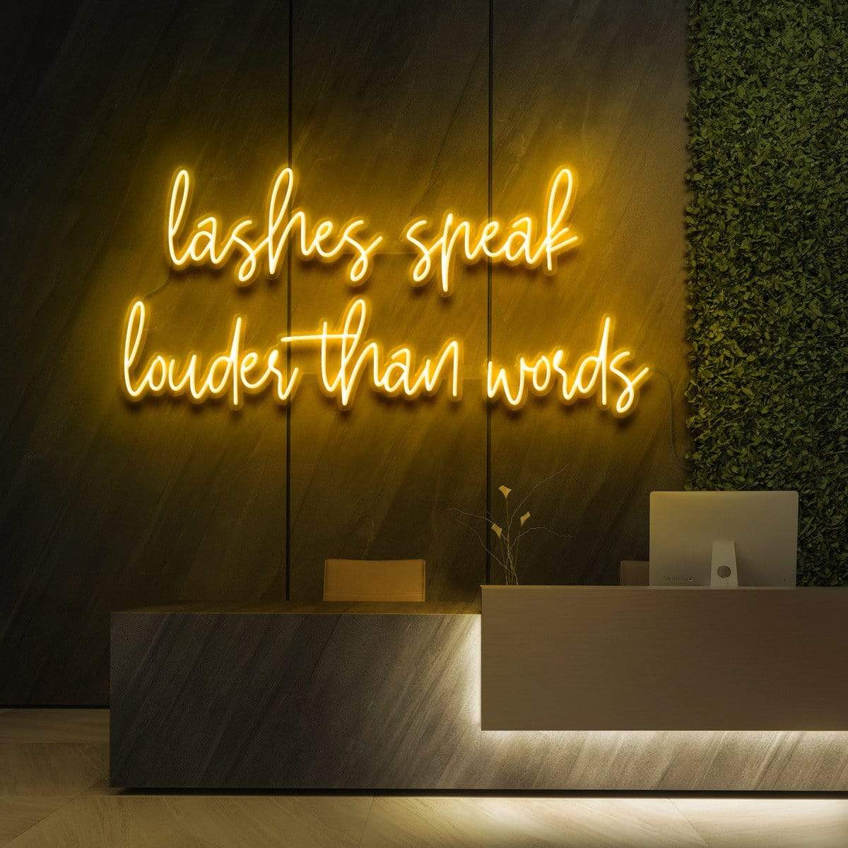 "Lashes Speak Louder Than Words" Neon Sign for Beauty & Cosmetic Studios 90cm (3ft) / Yellow / LED Neon by Neon Icons