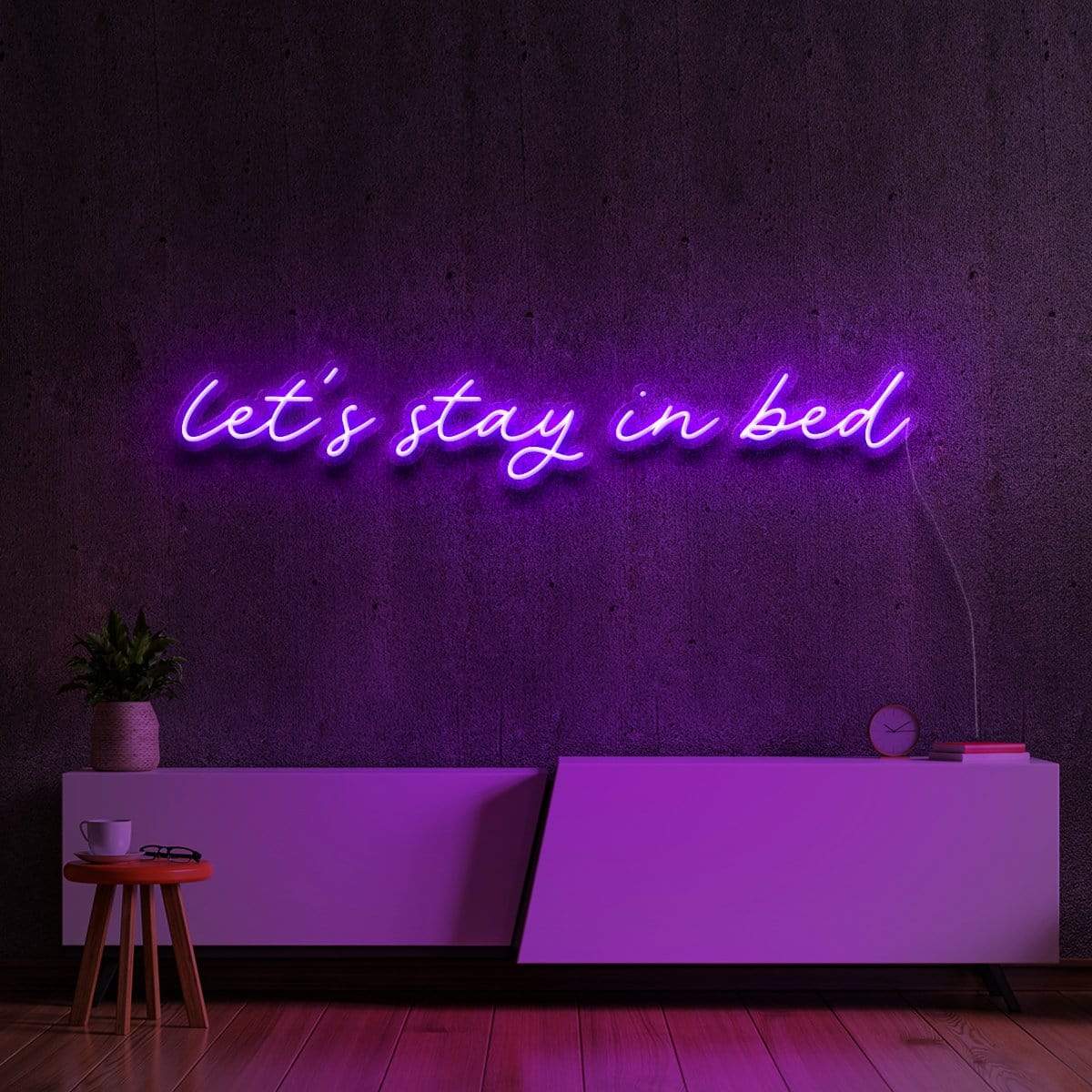 "Let's Stay In Bed" Neon Sign 90cm (3ft) / Purple / LED Neon by Neon Icons