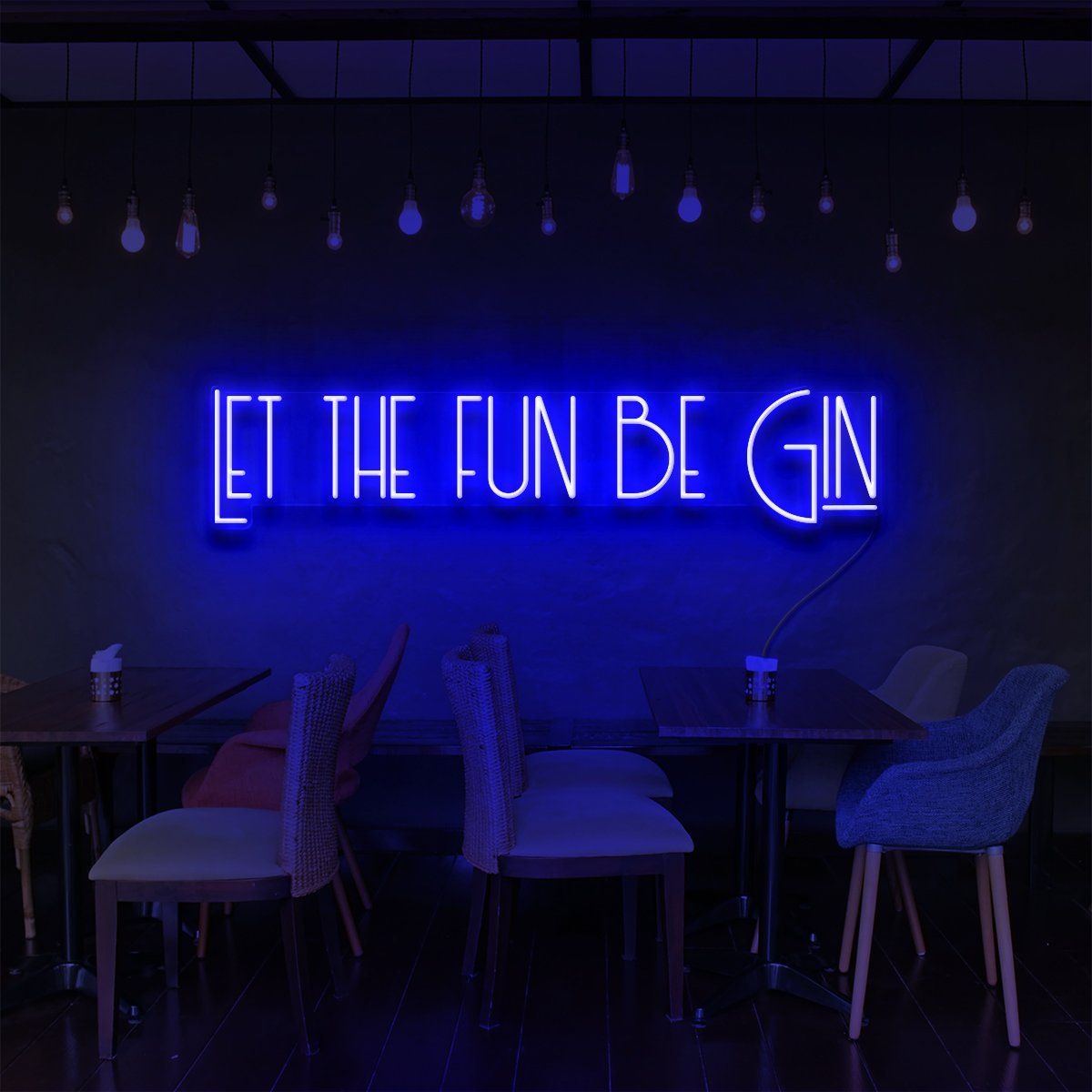 "Let The Fun Be Gin" Neon Sign for Bars & Restaurants 90cm (3ft) / Blue / LED Neon by Neon Icons