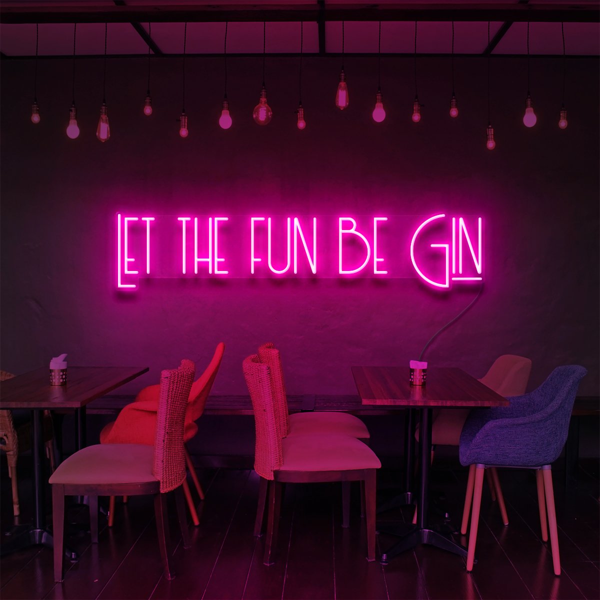 "Let The Fun Be Gin" Neon Sign for Bars & Restaurants 90cm (3ft) / Pink / LED Neon by Neon Icons