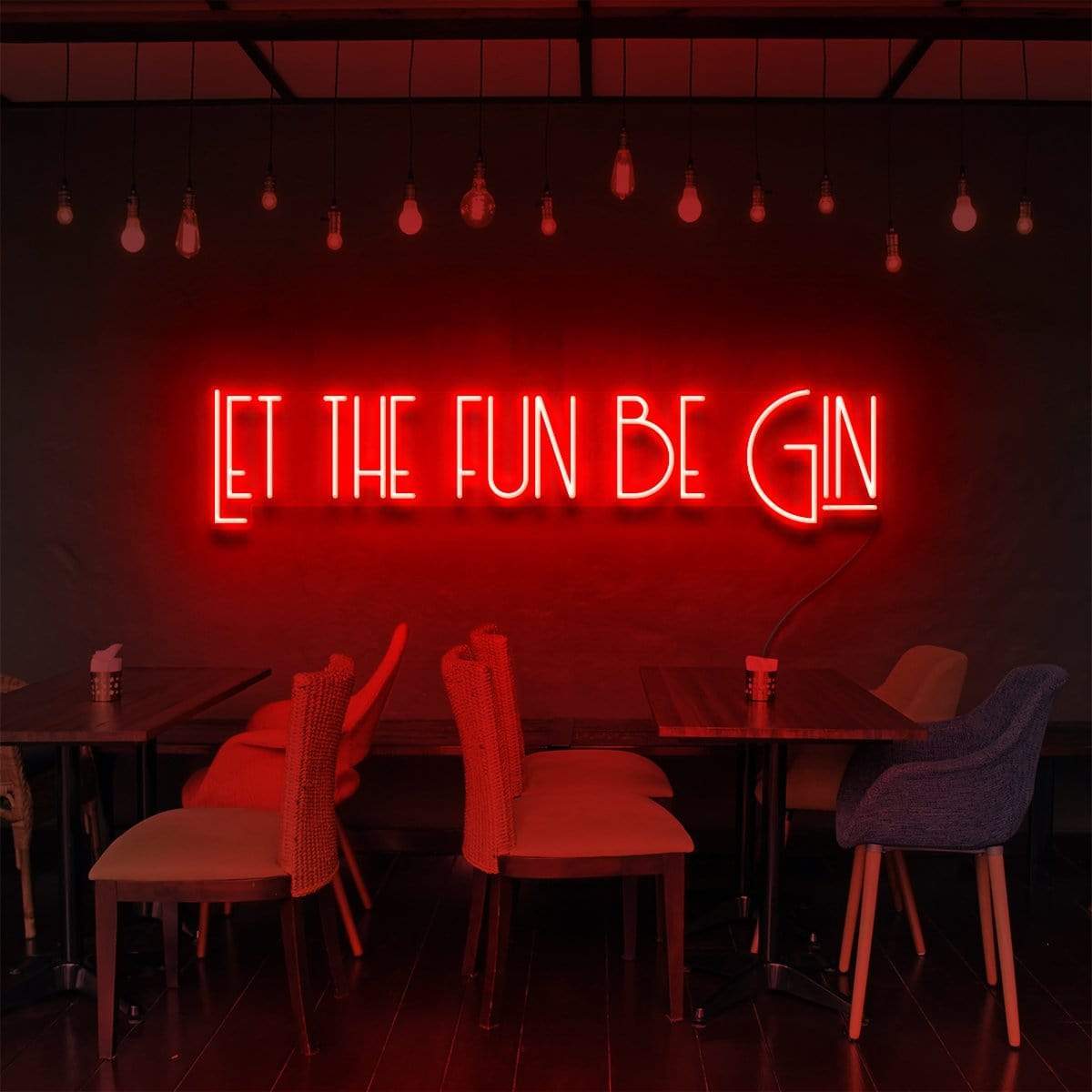 "Let The Fun Be Gin" Neon Sign for Bars & Restaurants 90cm (3ft) / Red / LED Neon by Neon Icons