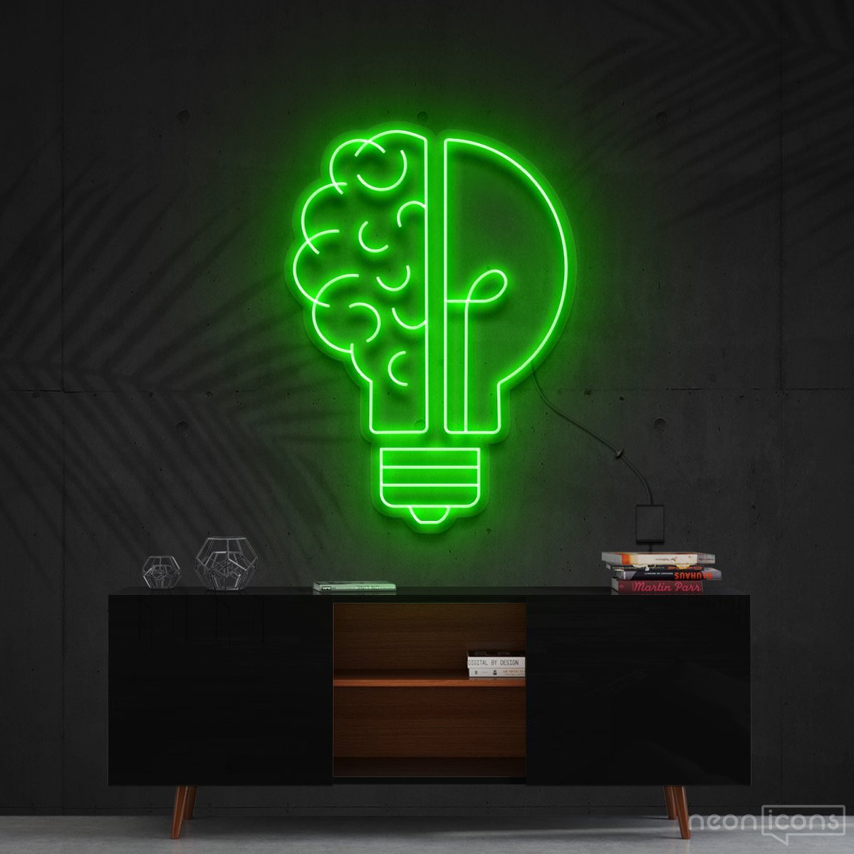 "Lightbulb Moment" Neon Sign 60cm (2ft) / Green / Cut to Shape by Neon Icons
