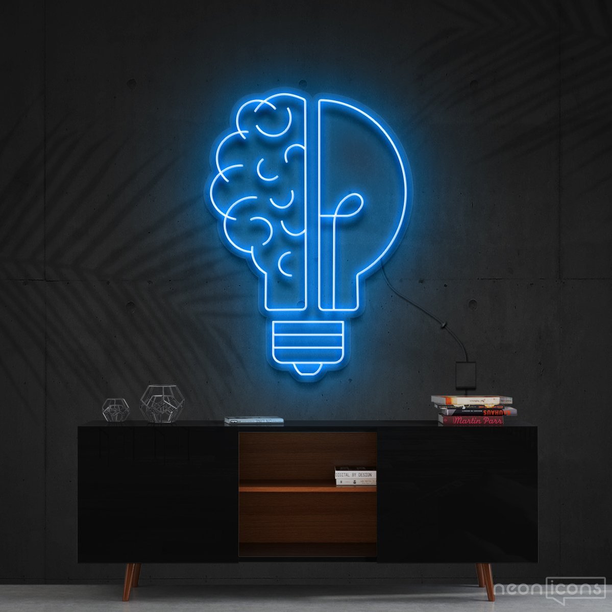 "Lightbulb Moment" Neon Sign 60cm (2ft) / Ice Blue / Cut to Shape by Neon Icons