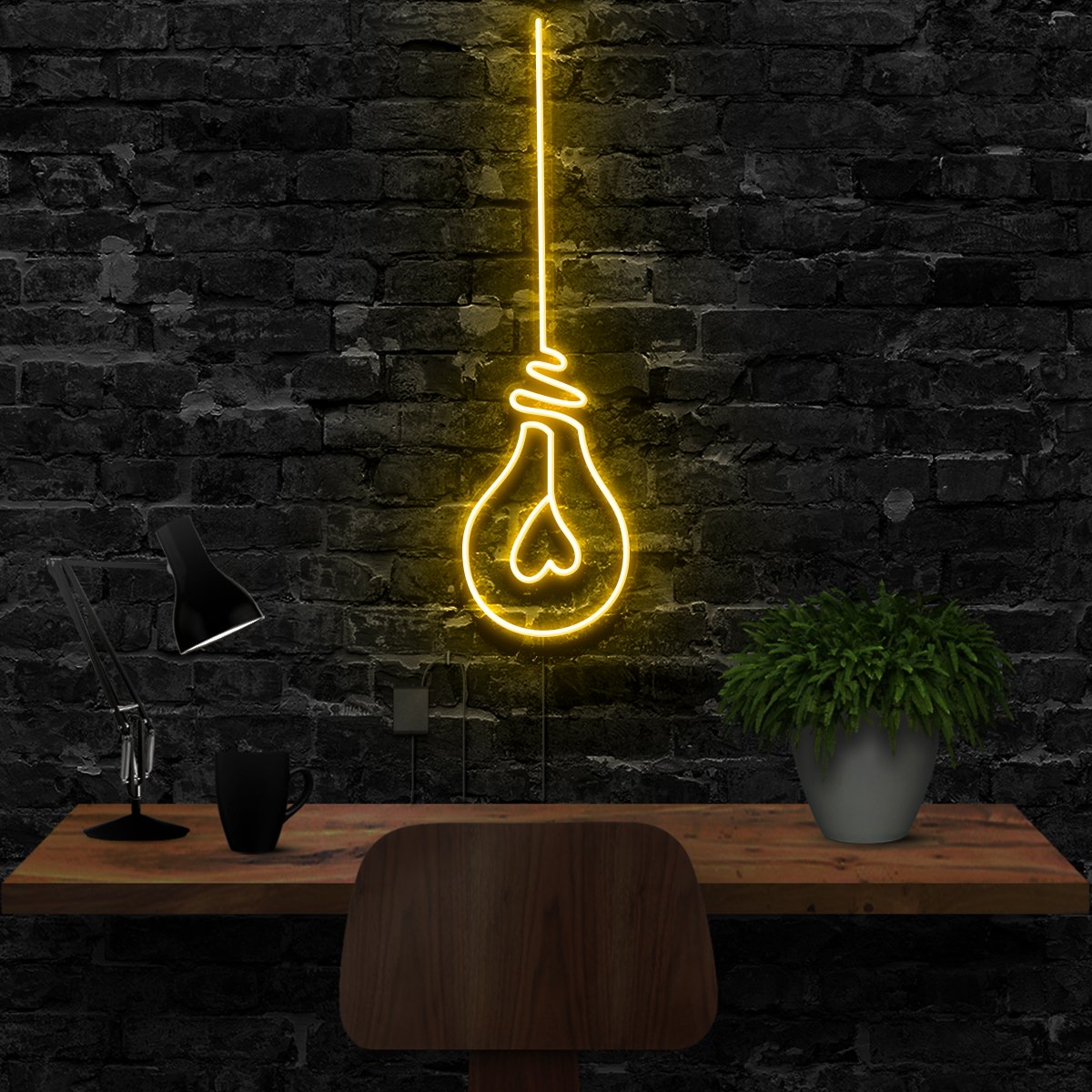 "Lightbulb" Neon Sign 40cm (1.3ft) / Yellow / LED Neon by Neon Icons