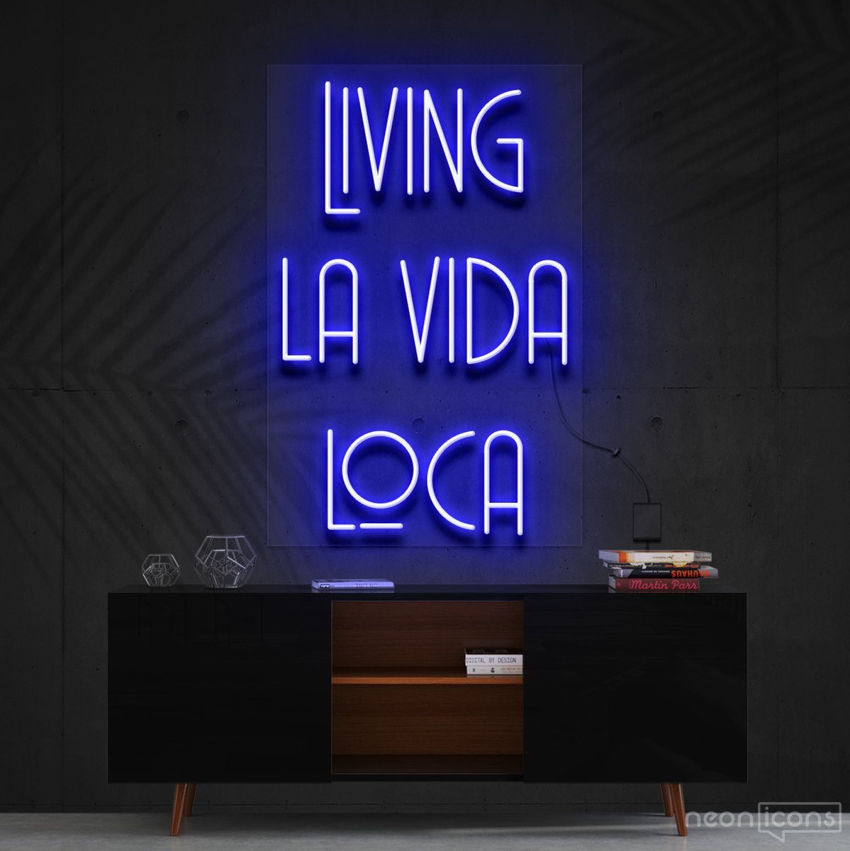 "Living La Vida Loca" Neon Sign 60cm (2ft) / Blue / Cut to Shape by Neon Icons