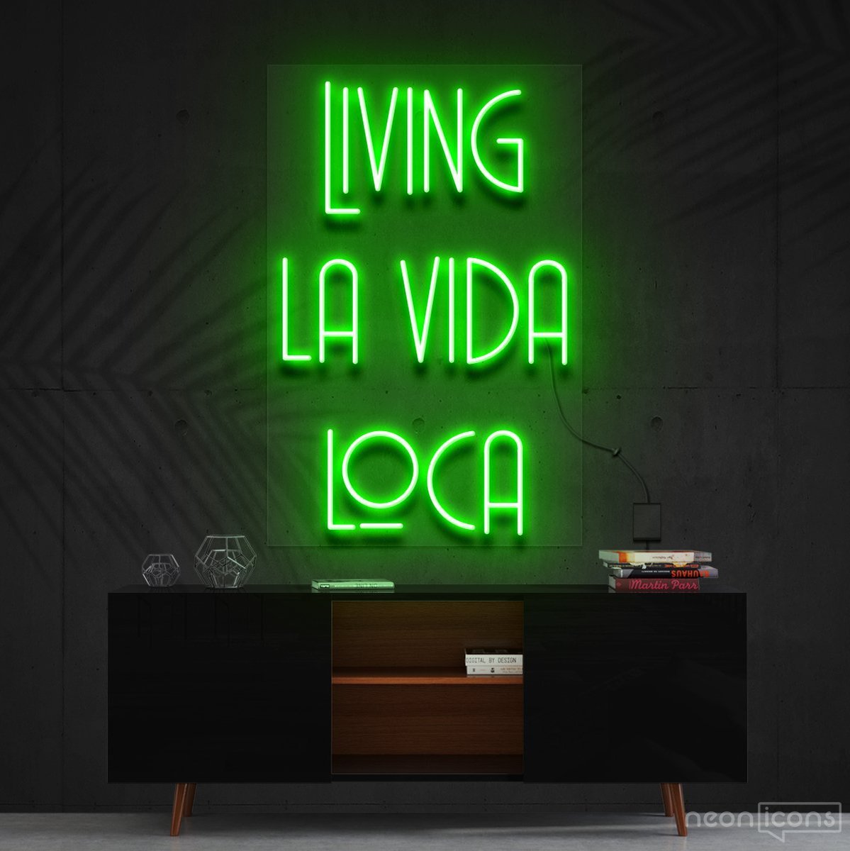 "Living La Vida Loca" Neon Sign 60cm (2ft) / Green / Cut to Shape by Neon Icons