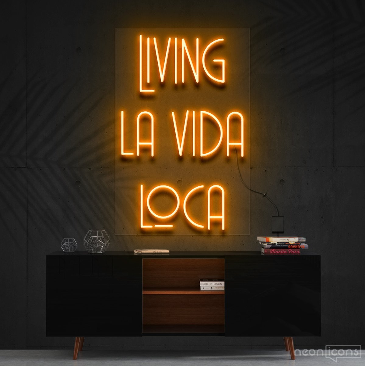 "Living La Vida Loca" Neon Sign 60cm (2ft) / Orange / Cut to Shape by Neon Icons