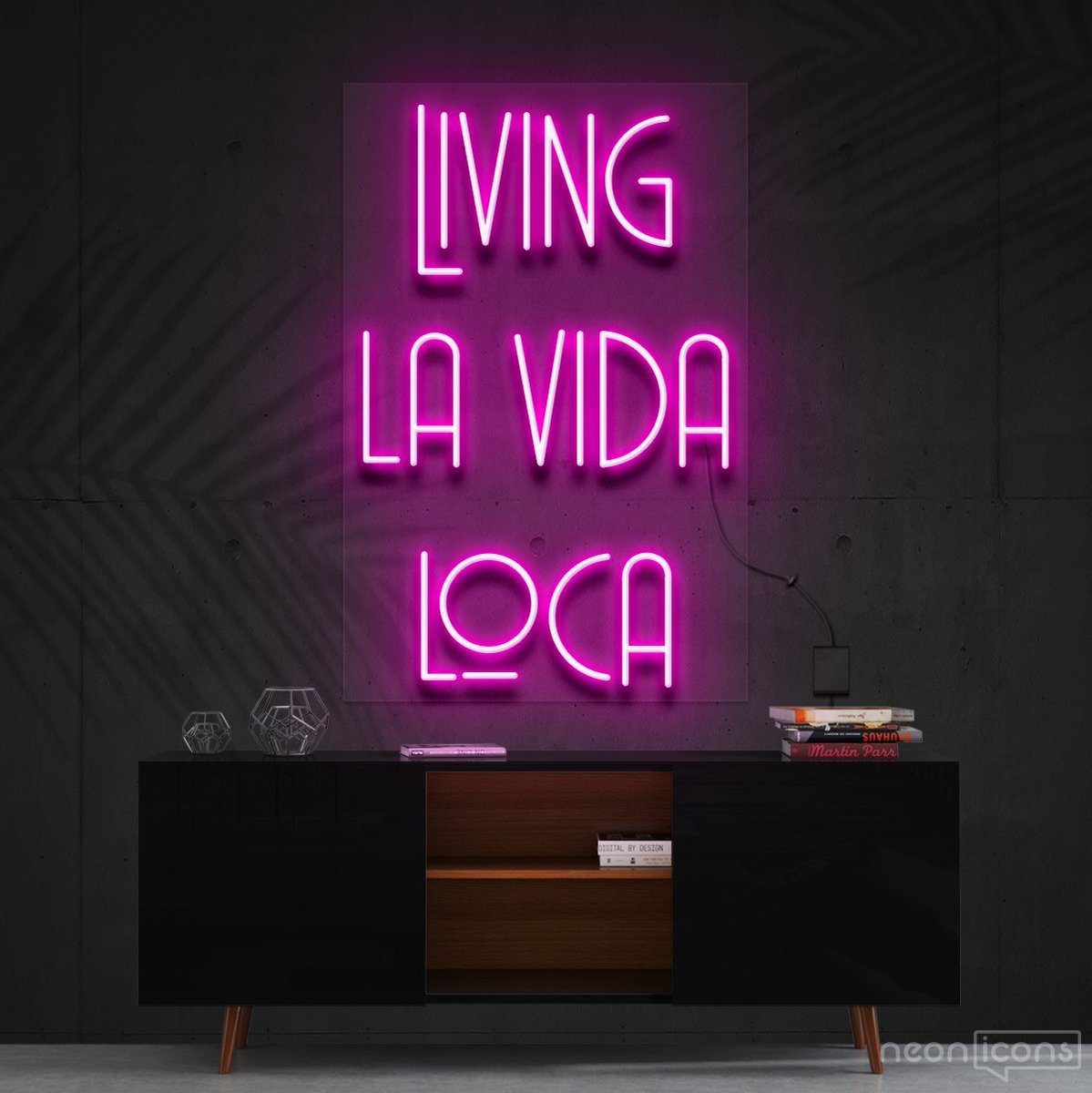 "Living La Vida Loca" Neon Sign 60cm (2ft) / Pink / Cut to Shape by Neon Icons