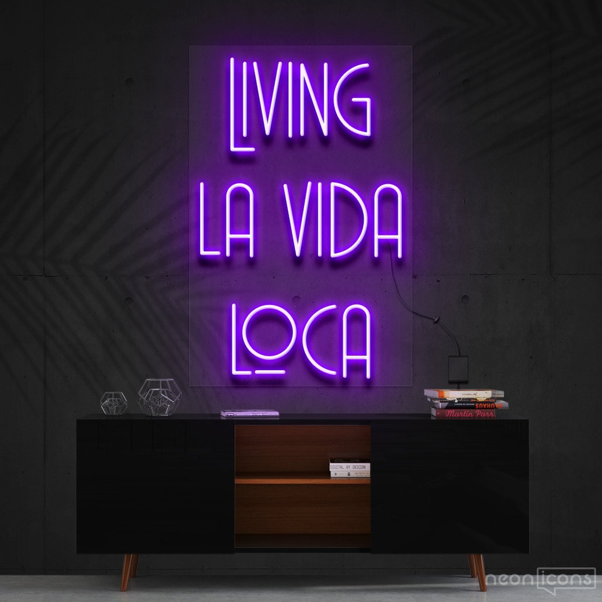 "Living La Vida Loca" Neon Sign 60cm (2ft) / Purple / Cut to Shape by Neon Icons