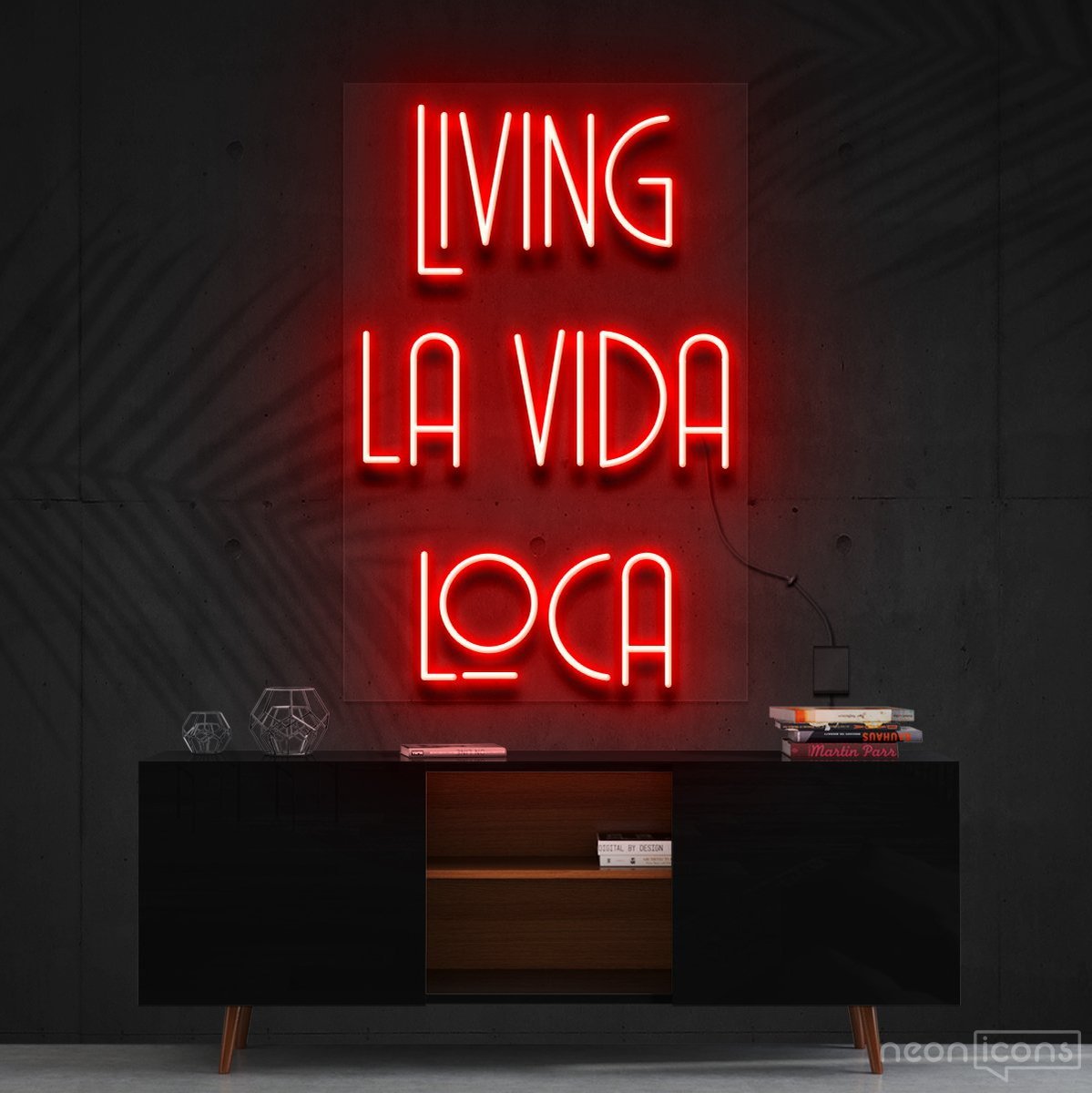 "Living La Vida Loca" Neon Sign 60cm (2ft) / Red / Cut to Shape by Neon Icons