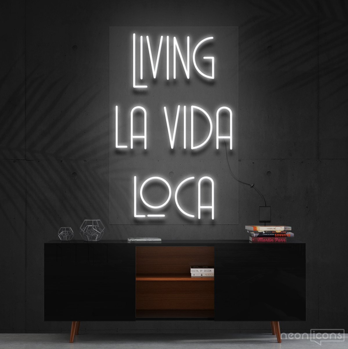 "Living La Vida Loca" Neon Sign 60cm (2ft) / White / Cut to Shape by Neon Icons