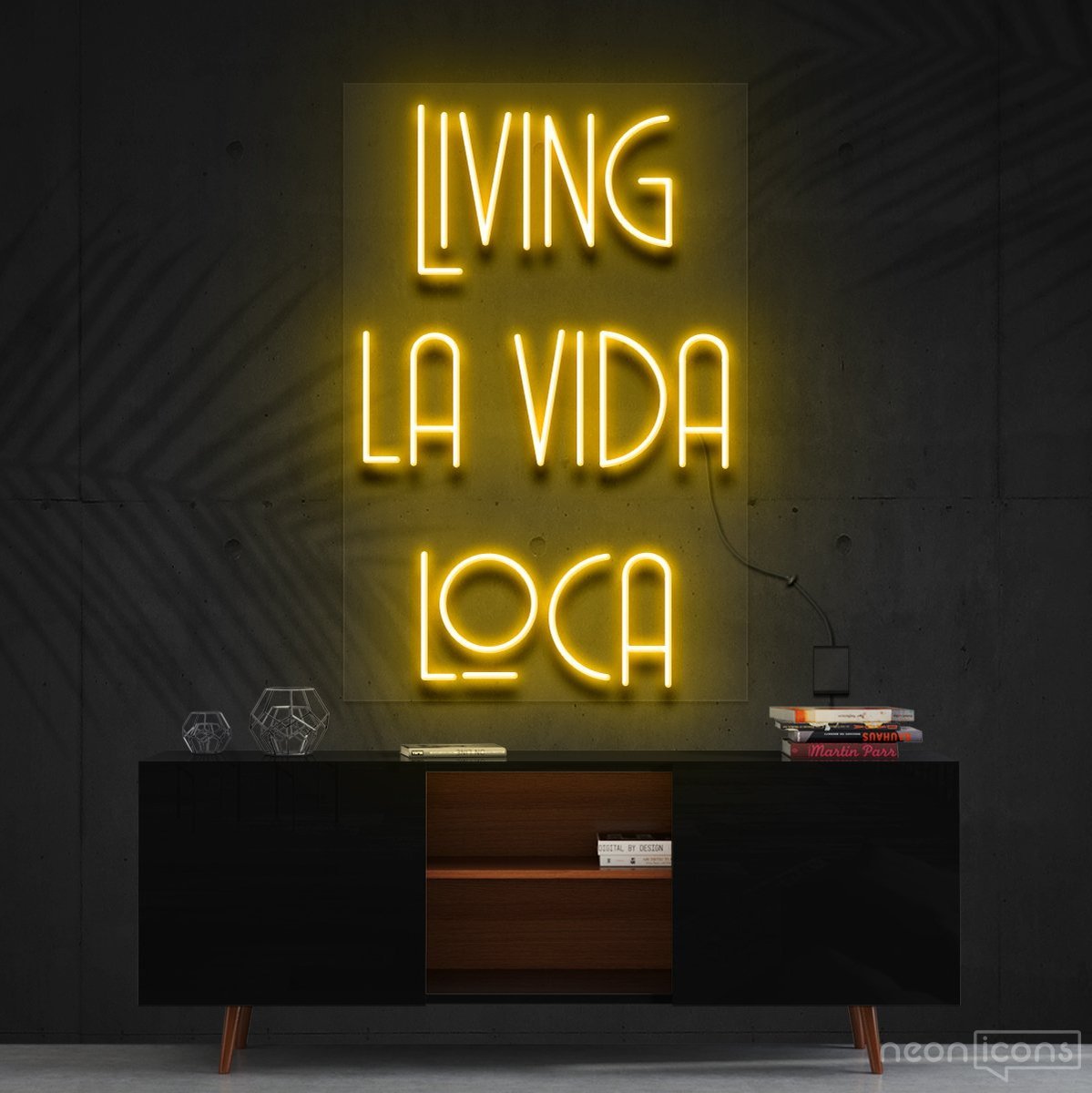 "Living La Vida Loca" Neon Sign 60cm (2ft) / Yellow / Cut to Shape by Neon Icons