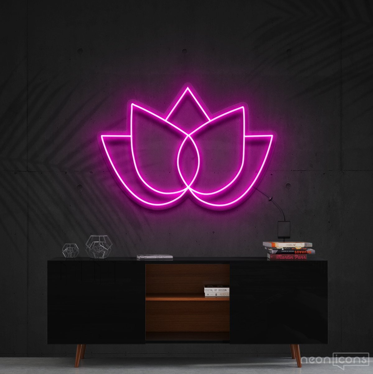 "Lotus Flower" Neon Sign 60cm (2ft) / Pink / Cut to Shape by Neon Icons