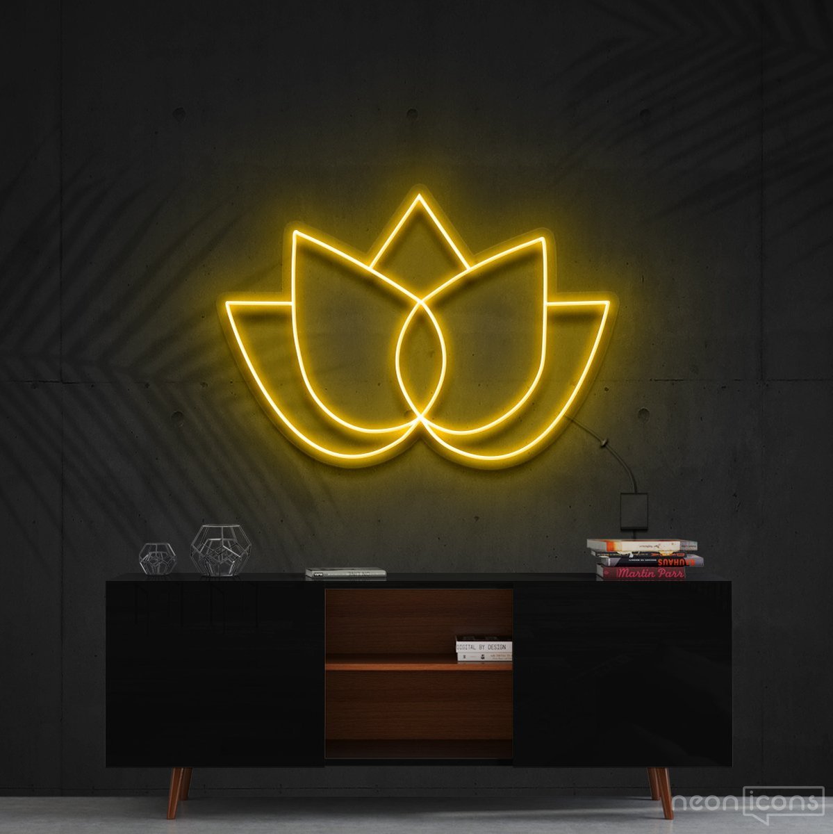 "Lotus Flower" Neon Sign 60cm (2ft) / Yellow / Cut to Shape by Neon Icons