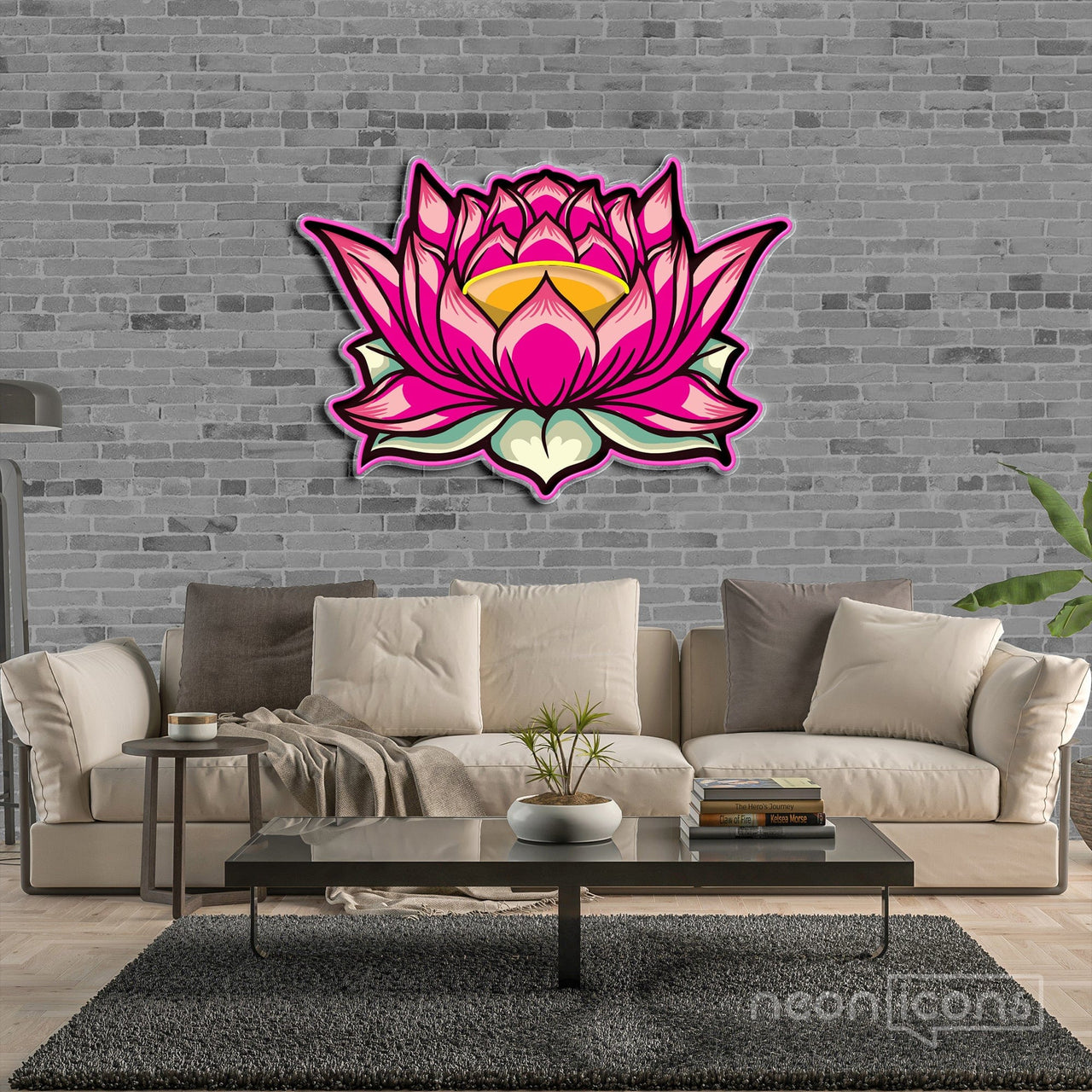 "Lotus Flower" Neon x Acrylic Artwork by Neon Icons