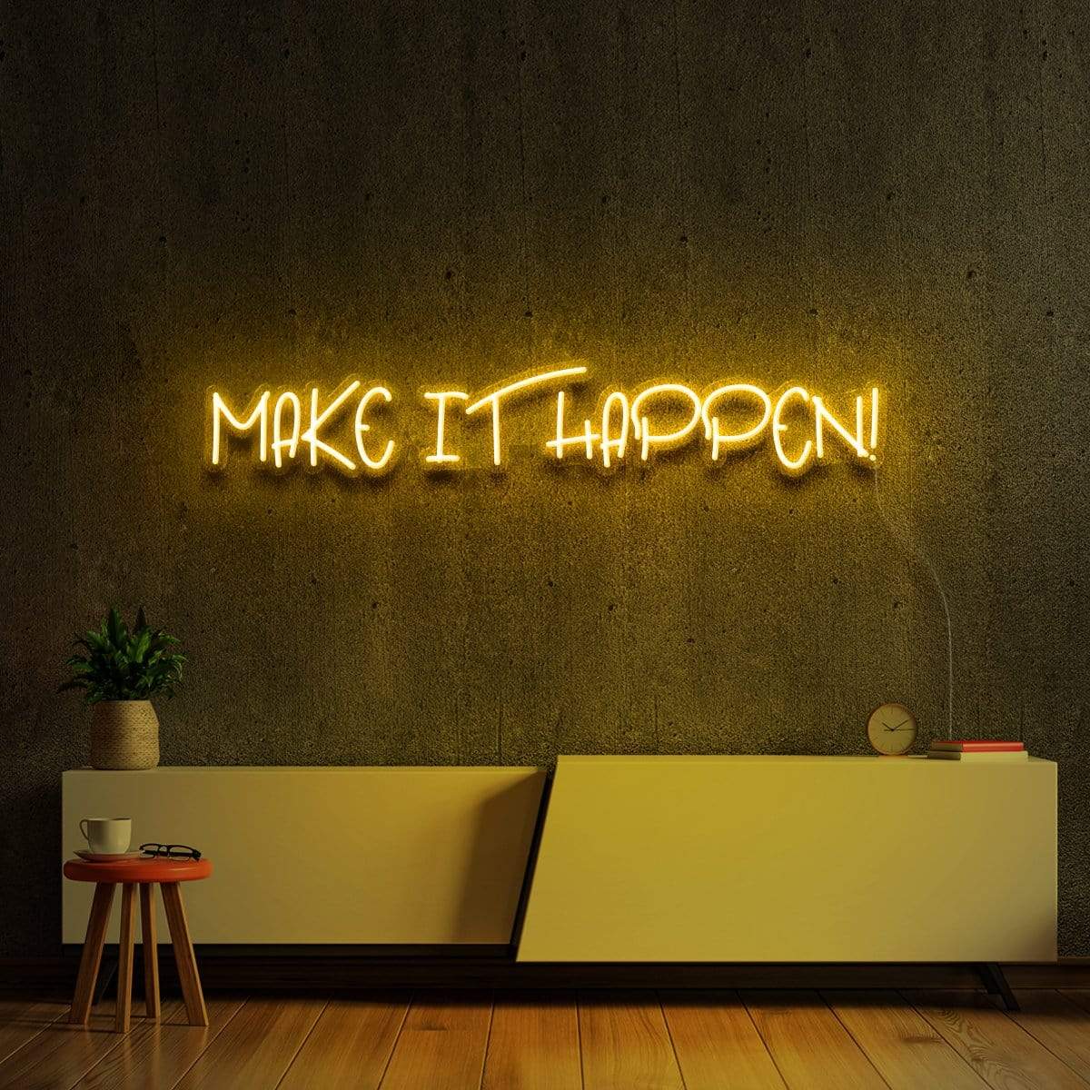 "Make It Happen" Neon Sign 60cm (2ft) / Yellow / LED Neon by Neon Icons