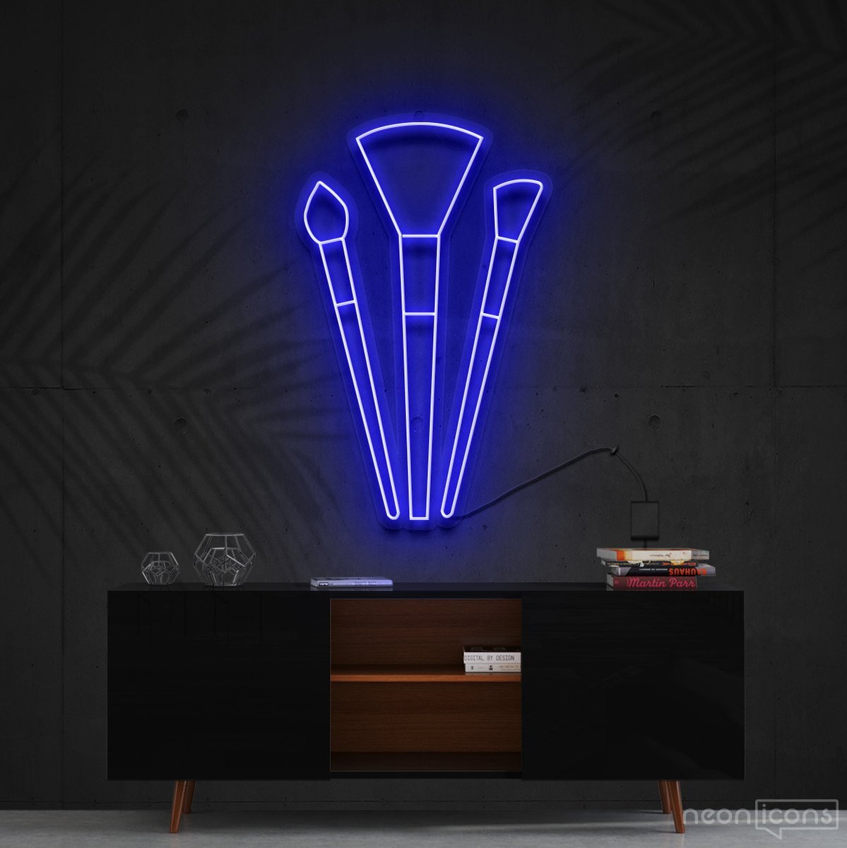 "Makeup Brushes" Neon Sign 60cm (2ft) / Blue / Cut to Shape by Neon Icons