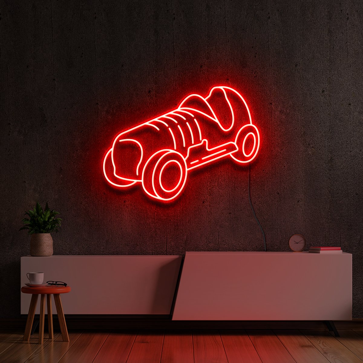 "Monopoly Car" Neon Sign 60cm (2ft) / Red / LED Neon by Neon Icons