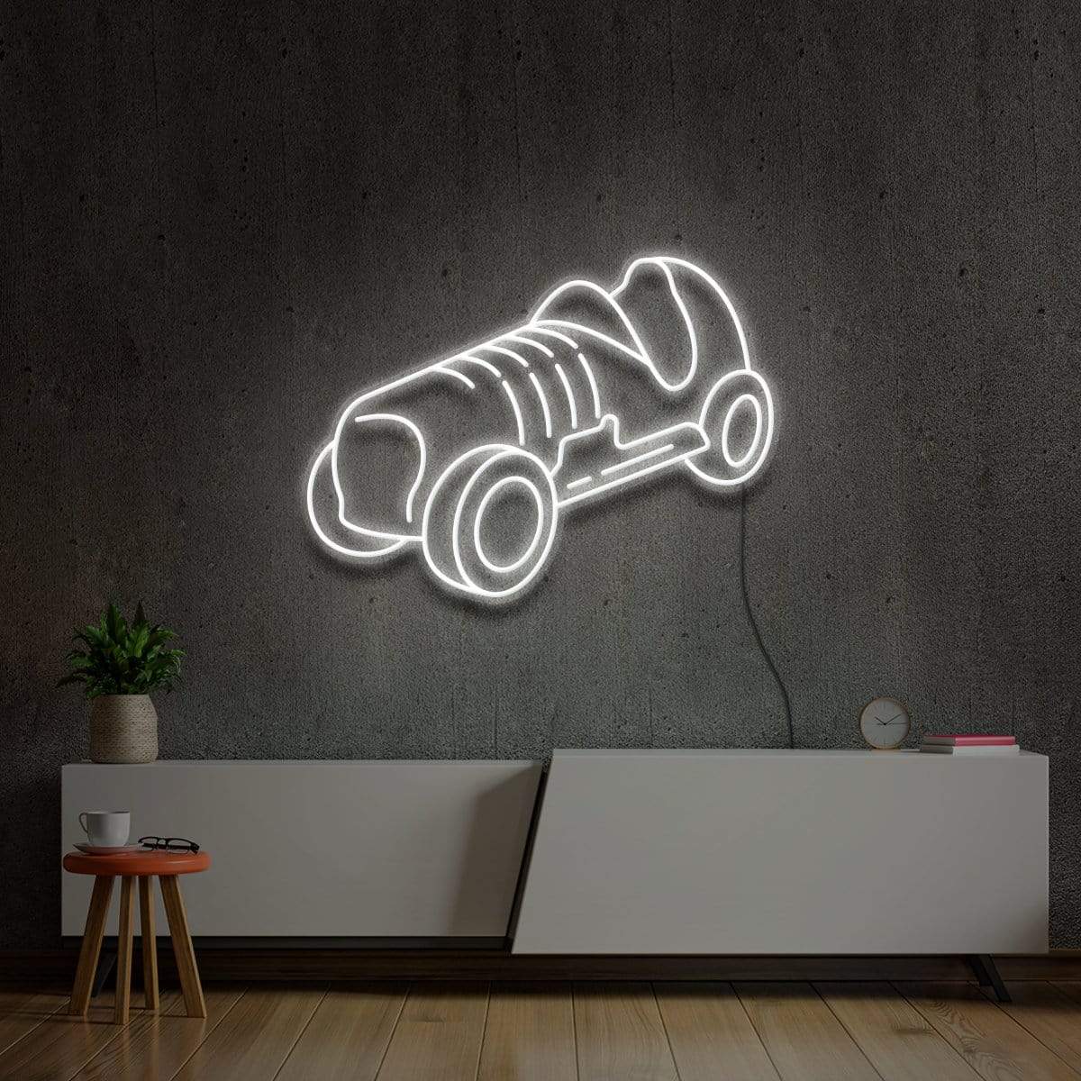 "Monopoly Car" Neon Sign 60cm (2ft) / White / LED Neon by Neon Icons