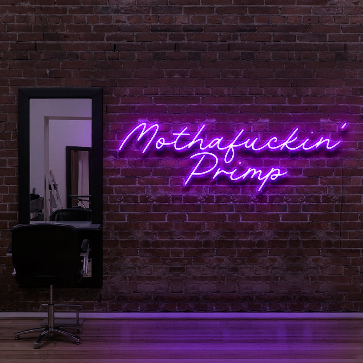 "Mothafuckin' Primp" Neon Sign for Hair Salons & Barbershops 90cm (3ft) / Purple / LED Neon by Neon Icons