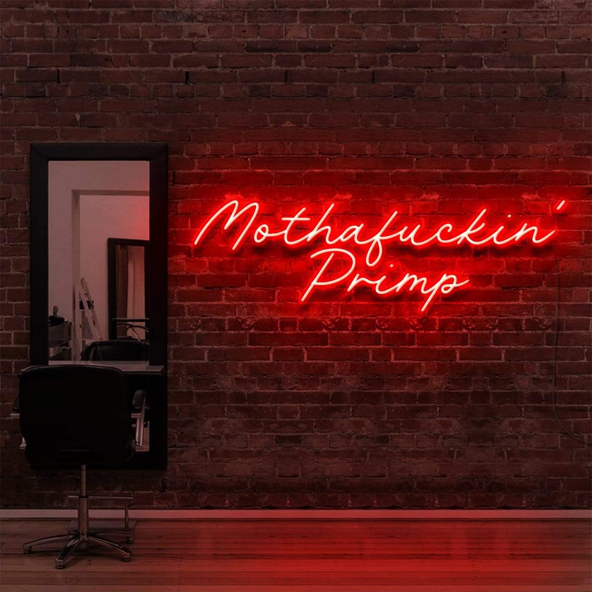 "Mothafuckin' Primp" Neon Sign for Hair Salons & Barbershops 90cm (3ft) / Red / LED Neon by Neon Icons