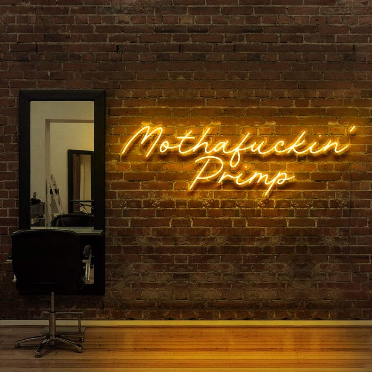 "Mothafuckin' Primp" Neon Sign for Hair Salons & Barbershops 90cm (3ft) / Yellow / LED Neon by Neon Icons
