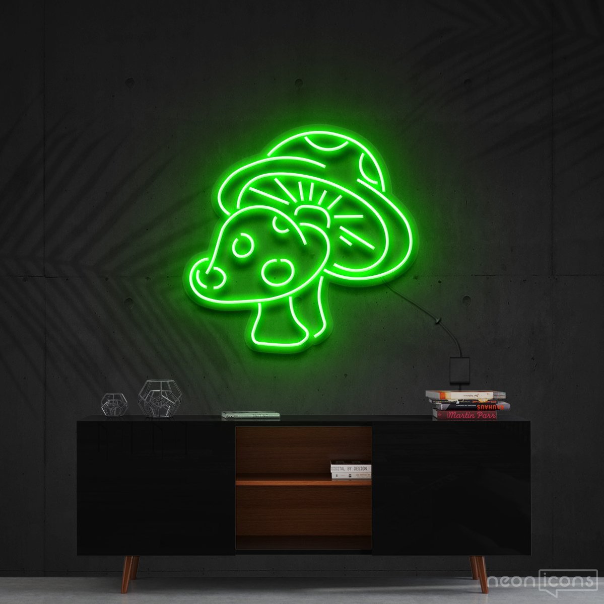 "Mushies" Neon Sign 60cm (2ft) / Green / Cut to Shape by Neon Icons