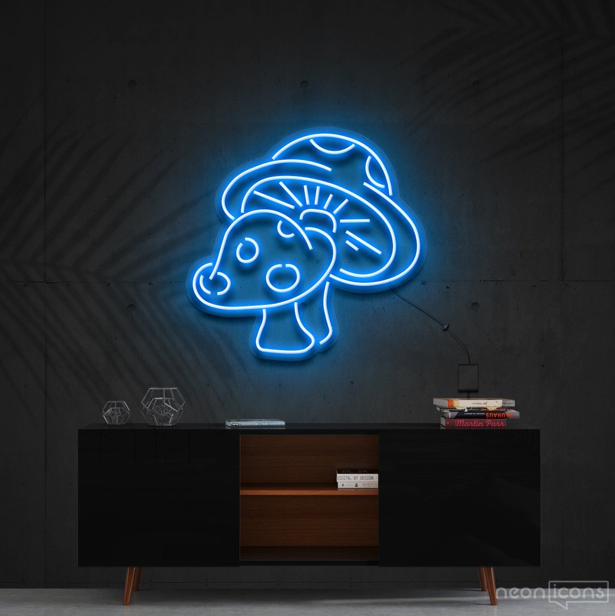 "Mushies" Neon Sign 60cm (2ft) / Ice Blue / Cut to Shape by Neon Icons