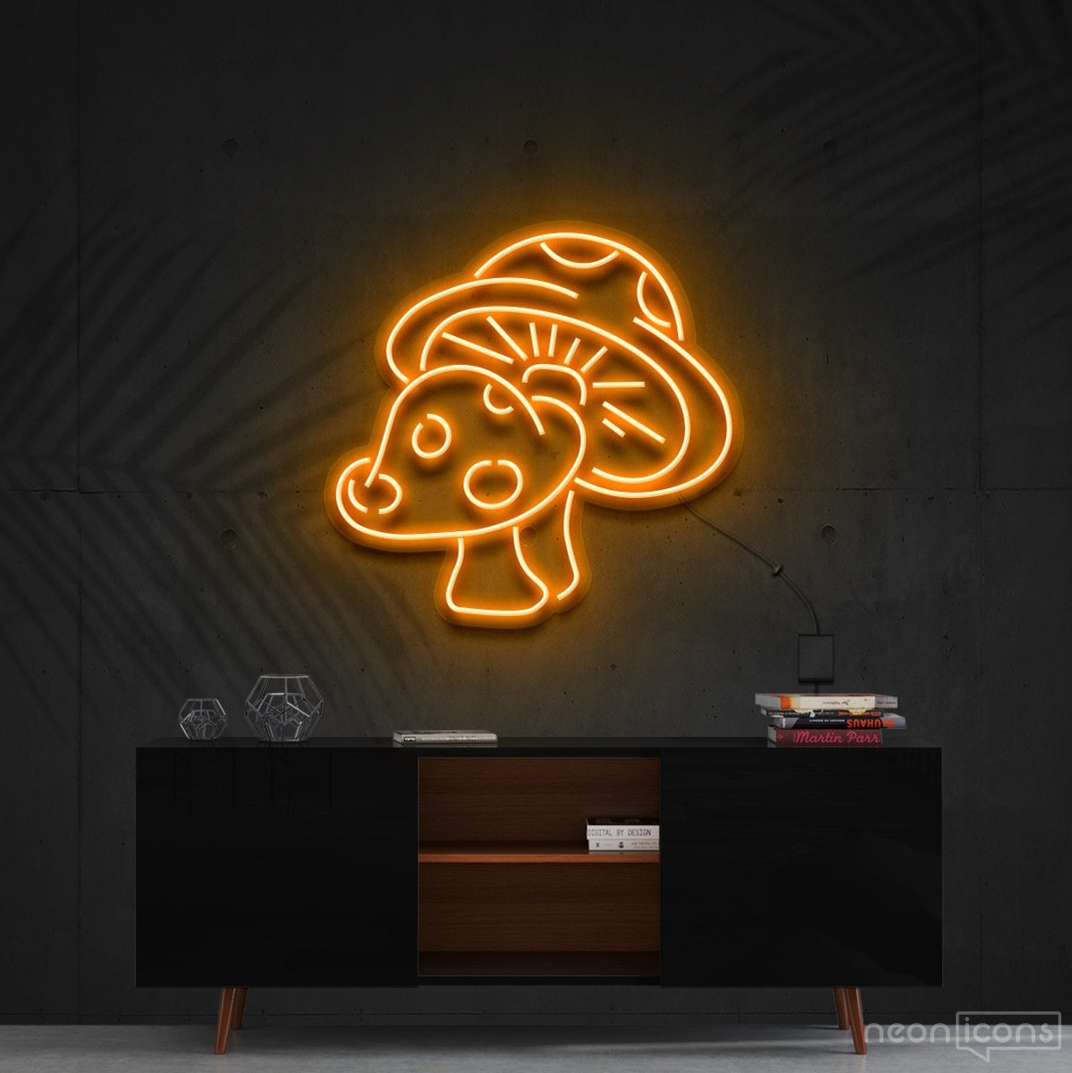 "Mushies" Neon Sign 60cm (2ft) / Orange / Cut to Shape by Neon Icons