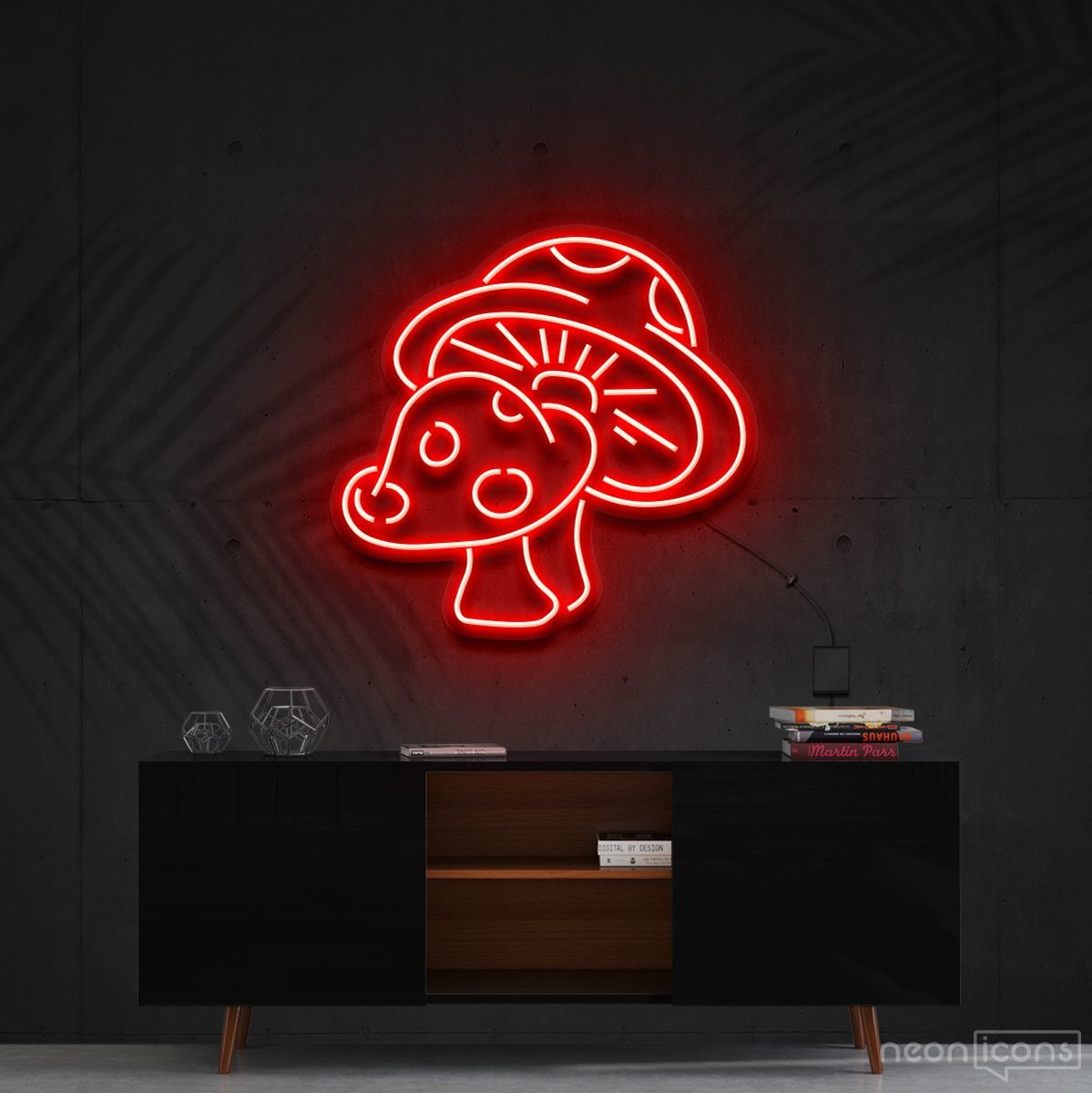 "Mushies" Neon Sign 60cm (2ft) / Red / Cut to Shape by Neon Icons