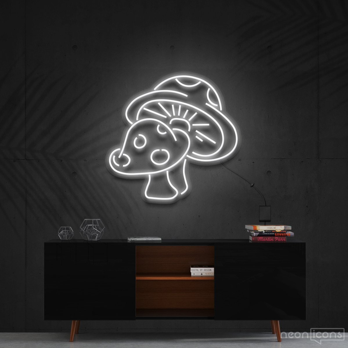 "Mushies" Neon Sign 60cm (2ft) / White / Cut to Shape by Neon Icons