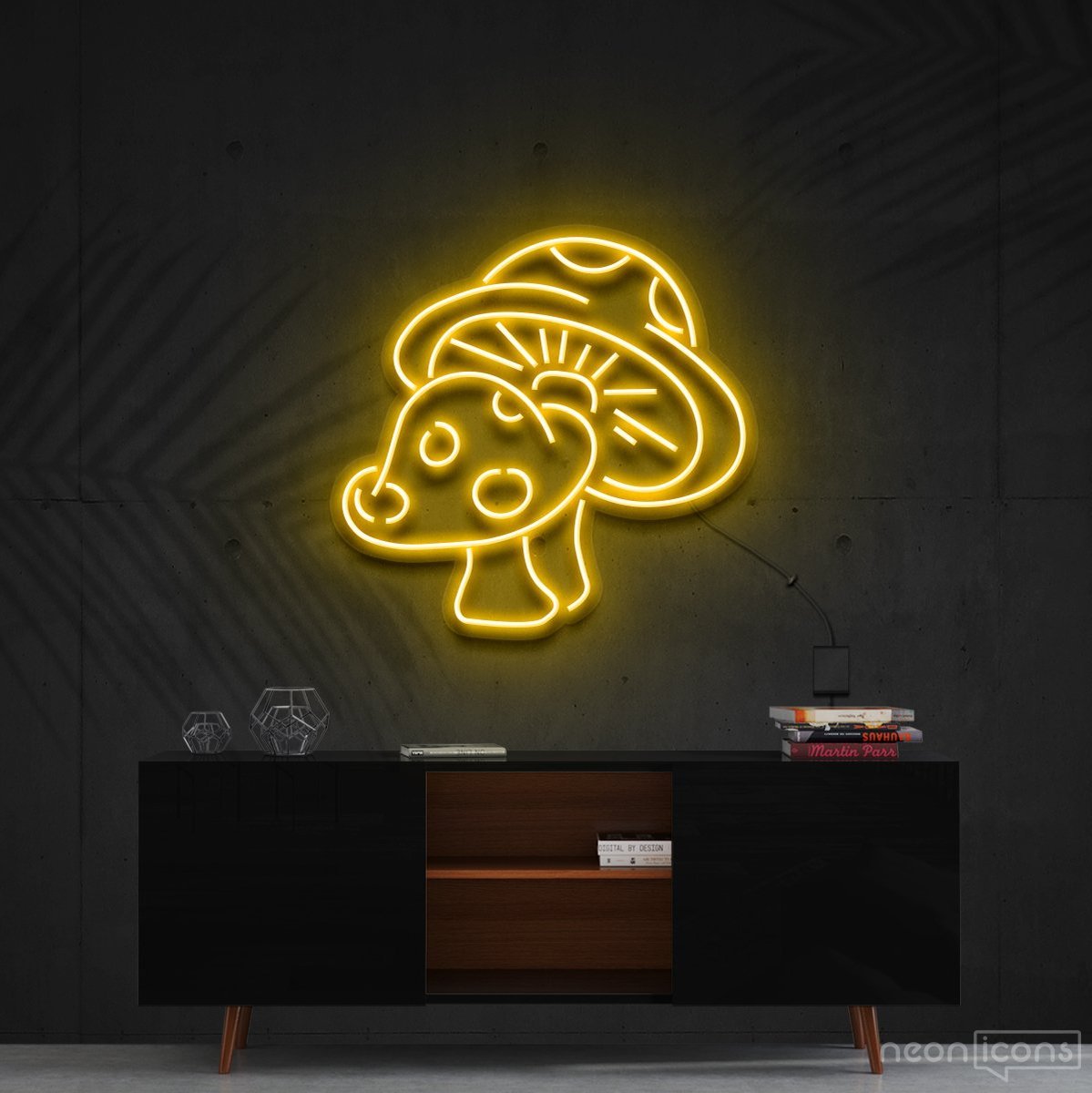 "Mushies" Neon Sign 60cm (2ft) / Yellow / Cut to Shape by Neon Icons