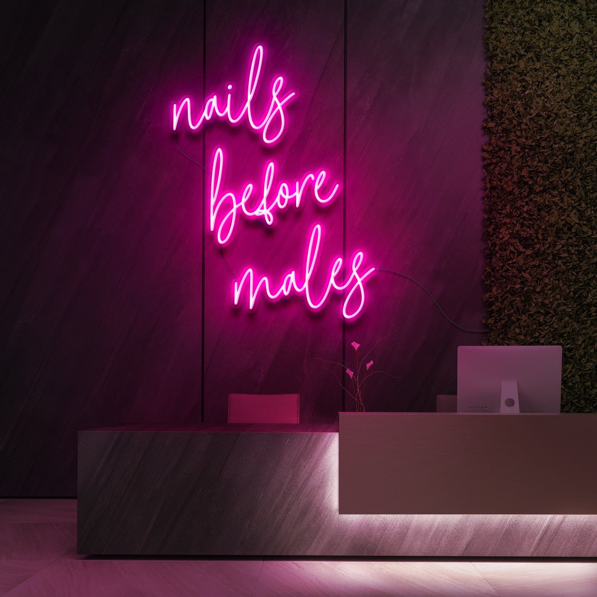 "Nails Before Males" Neon Sign for Beauty & Cosmetic Studios 60cm (2ft) / Pink / LED Neon by Neon Icons