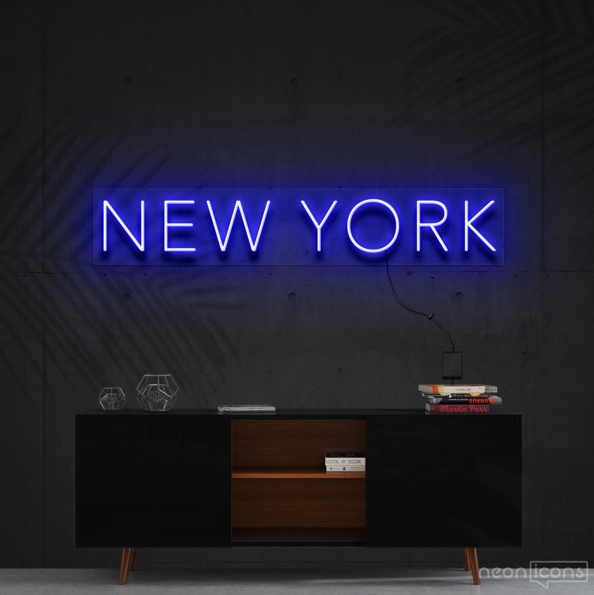 "New York" Neon Sign 60cm (2ft) / Blue / Cut to Shape by Neon Icons