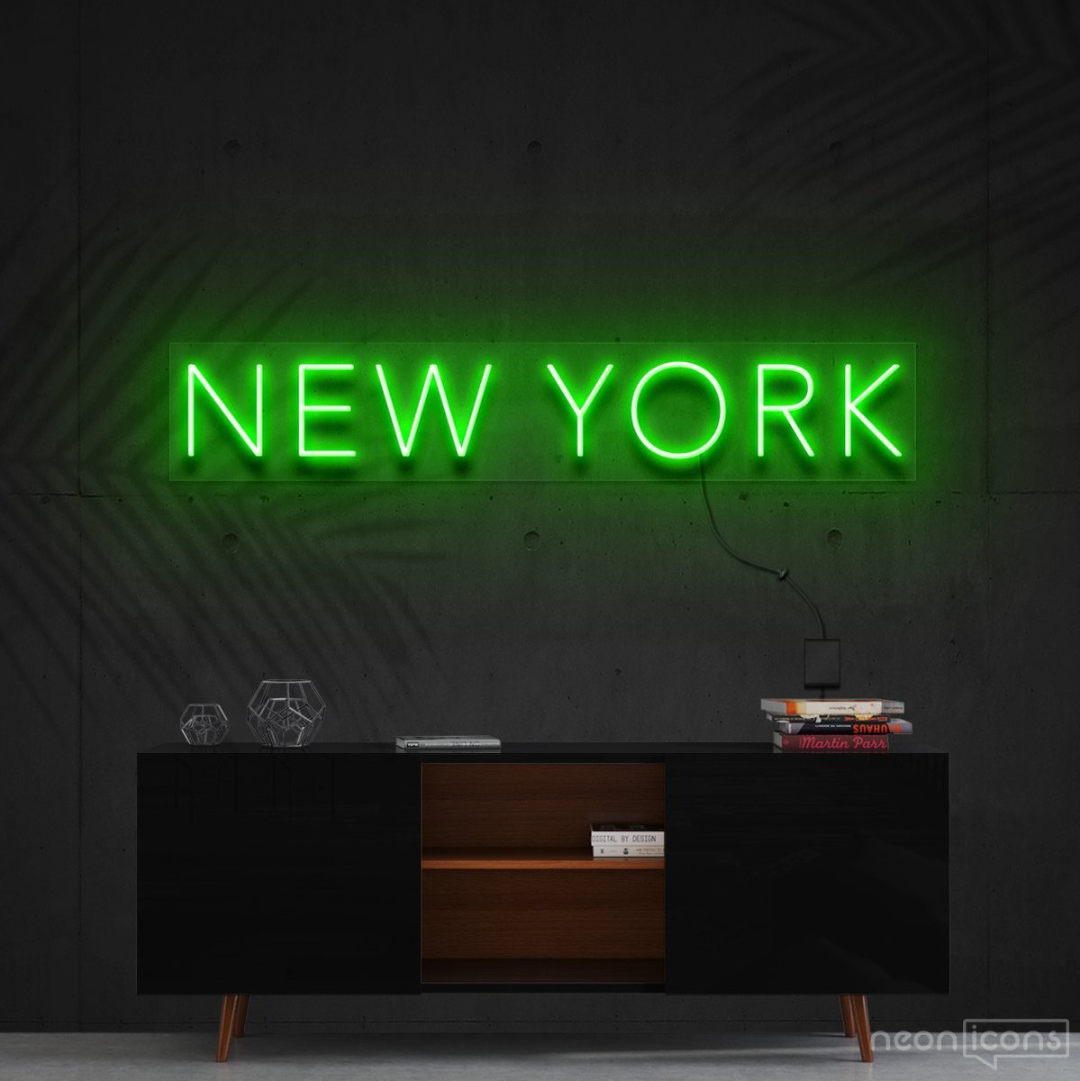 "New York" Neon Sign 60cm (2ft) / Green / Cut to Shape by Neon Icons