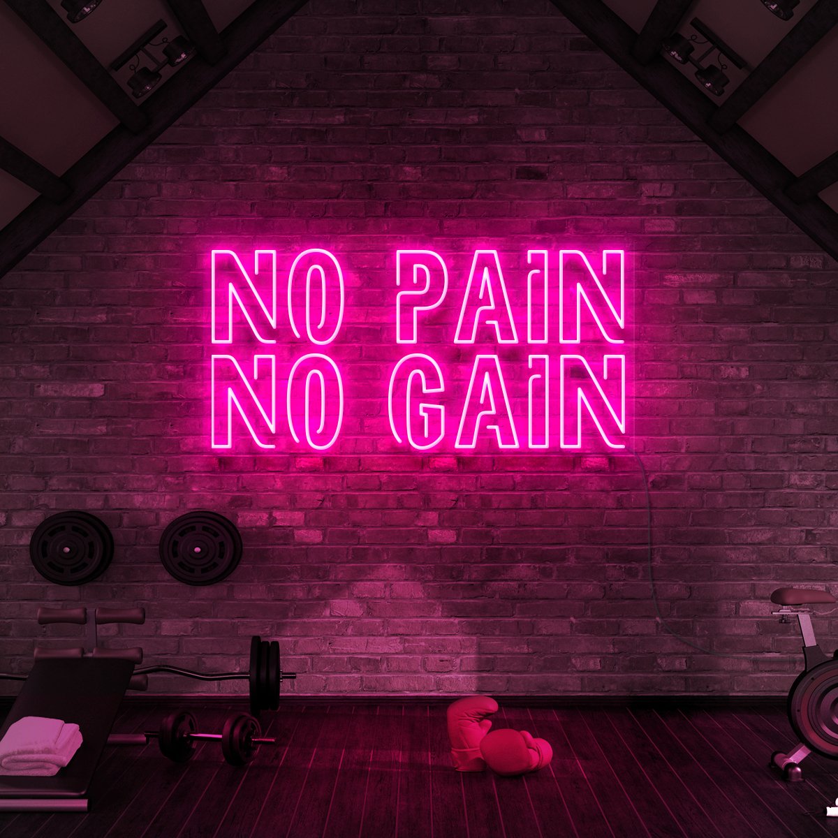 "No Pain No Gain" Neon Sign for Gyms & Fitness Studios 60cm (2ft) / Pink / LED Neon by Neon Icons