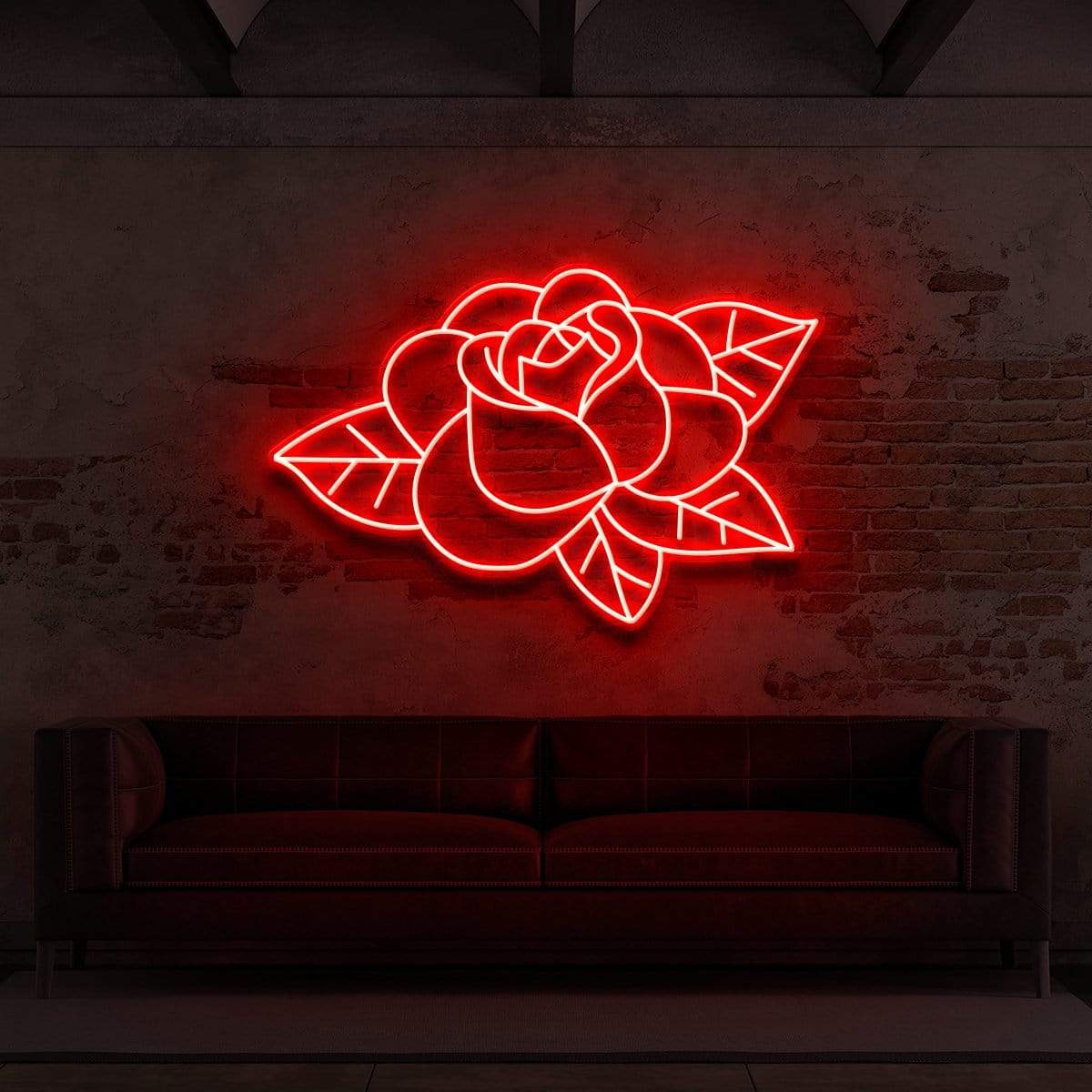 "Old School Rose" Neon Sign for Tattoo Parlours 60cm (2ft) / Red / LED Neon by Neon Icons