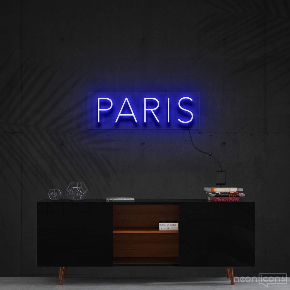 "Paris" Neon Sign 60cm (2ft) / Blue / Cut to Shape by Neon Icons