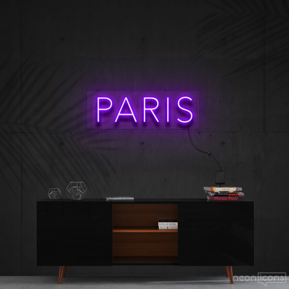 "Paris" Neon Sign 60cm (2ft) / Purple / Cut to Shape by Neon Icons