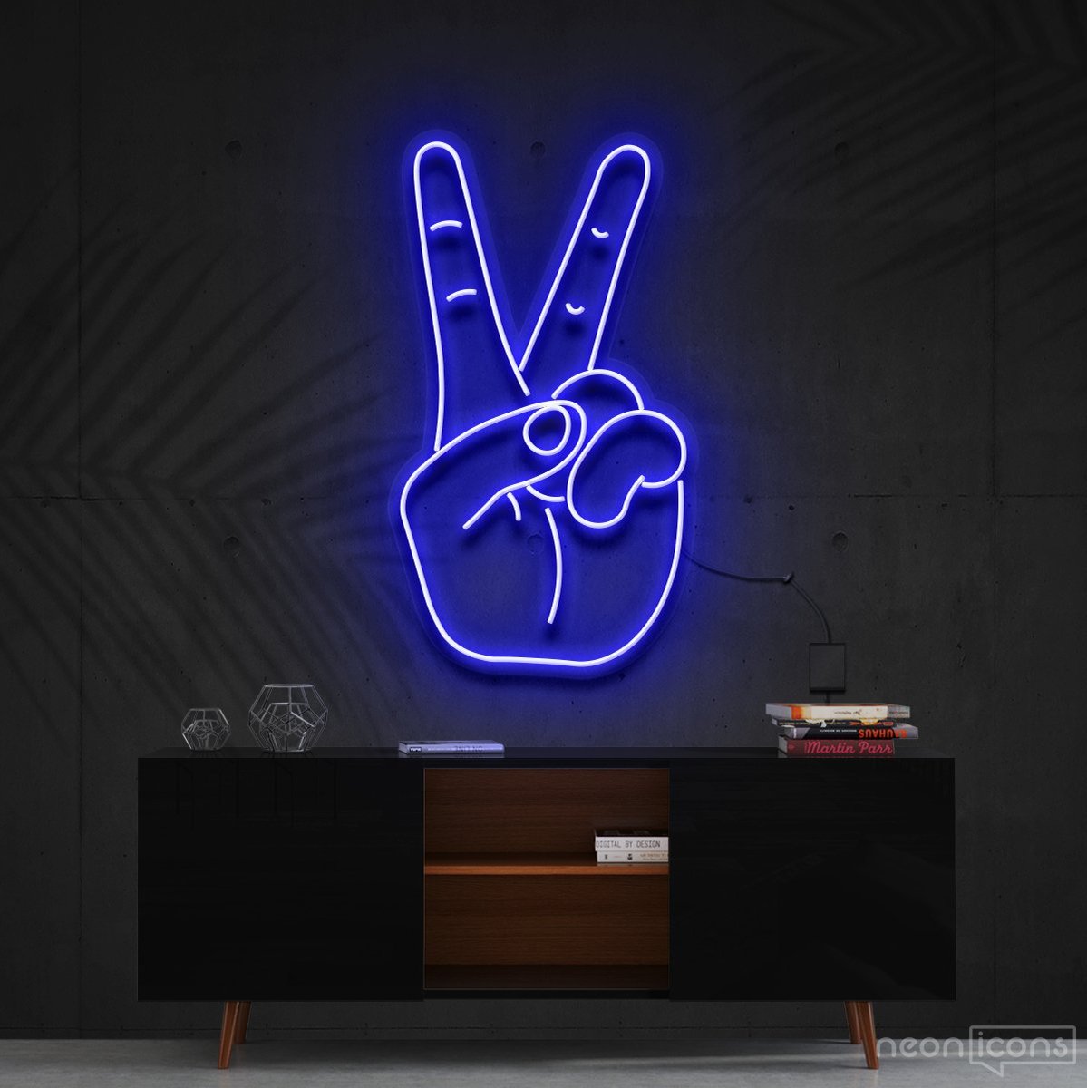 "Peace Sign" Neon Sign 60cm (2ft) / Blue / Cut to Shape by Neon Icons