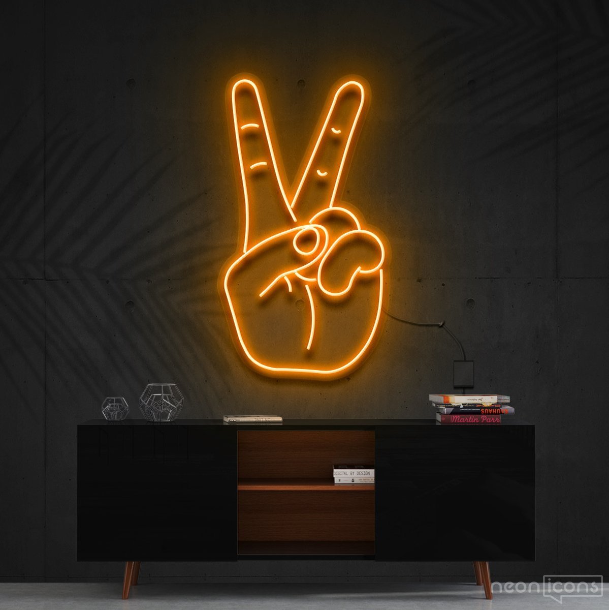 "Peace Sign" Neon Sign 60cm (2ft) / Orange / Cut to Shape by Neon Icons